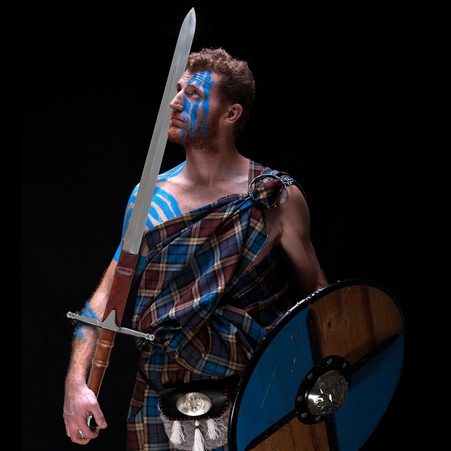 Lavish Home Medieval Sword - William Wallace Double-Edged Blade Sword from Braveheart Replica with Stainless-Steel, Metal Hilt, and Leather Sheath