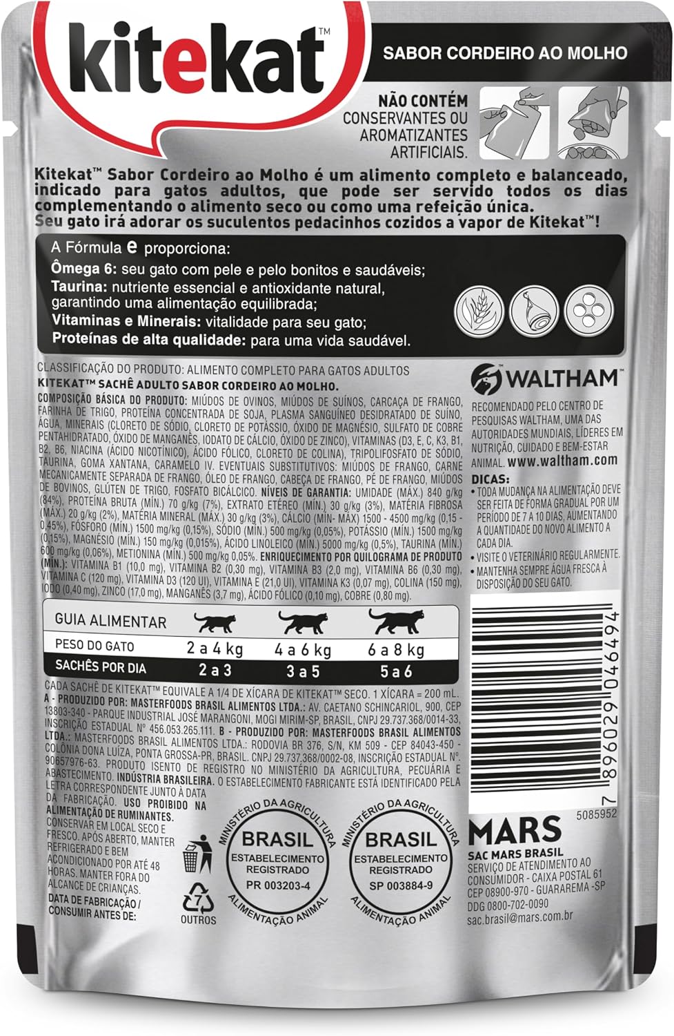 Pack Ração Úmida Kitekat Sachê Cordeiro ao Molho para Gatos Adultos 70 g - 48 unidades Pack Ração Úmida Kitekat Sachê Cordeiro ao Molho para Gatos Adultos 70 g - 48 unidades