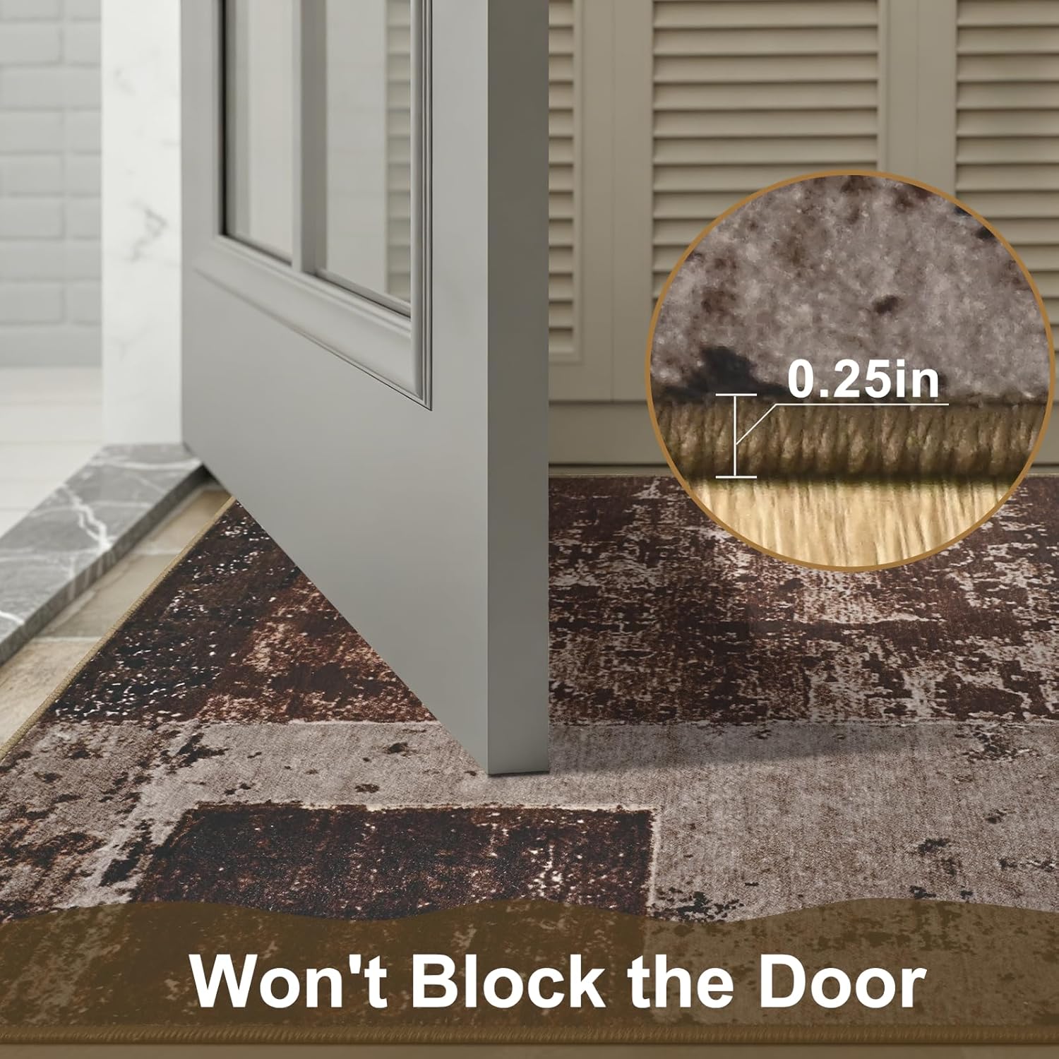 LOCHAS Washable Runner Rugs for Hallway, 2x6 Non Sip Kitchen Rug Runner for Bedroom Entryway Laundry Room, Long Abstract Runner Carpet for Bedside Floor, Brown Geometric Vintage Decor