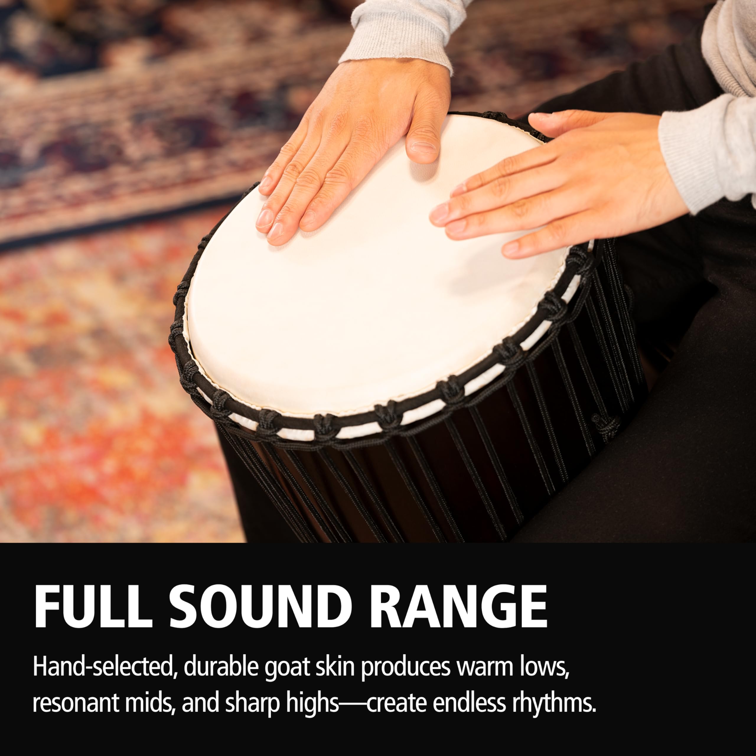 Meinl Percussion Djembe Congo À Cordes – Grande Percussion à Main – Avec Peau de Chèvre – Diamètre 12 pouces – Acajou, Marron Foncé (HDJ1-L)
