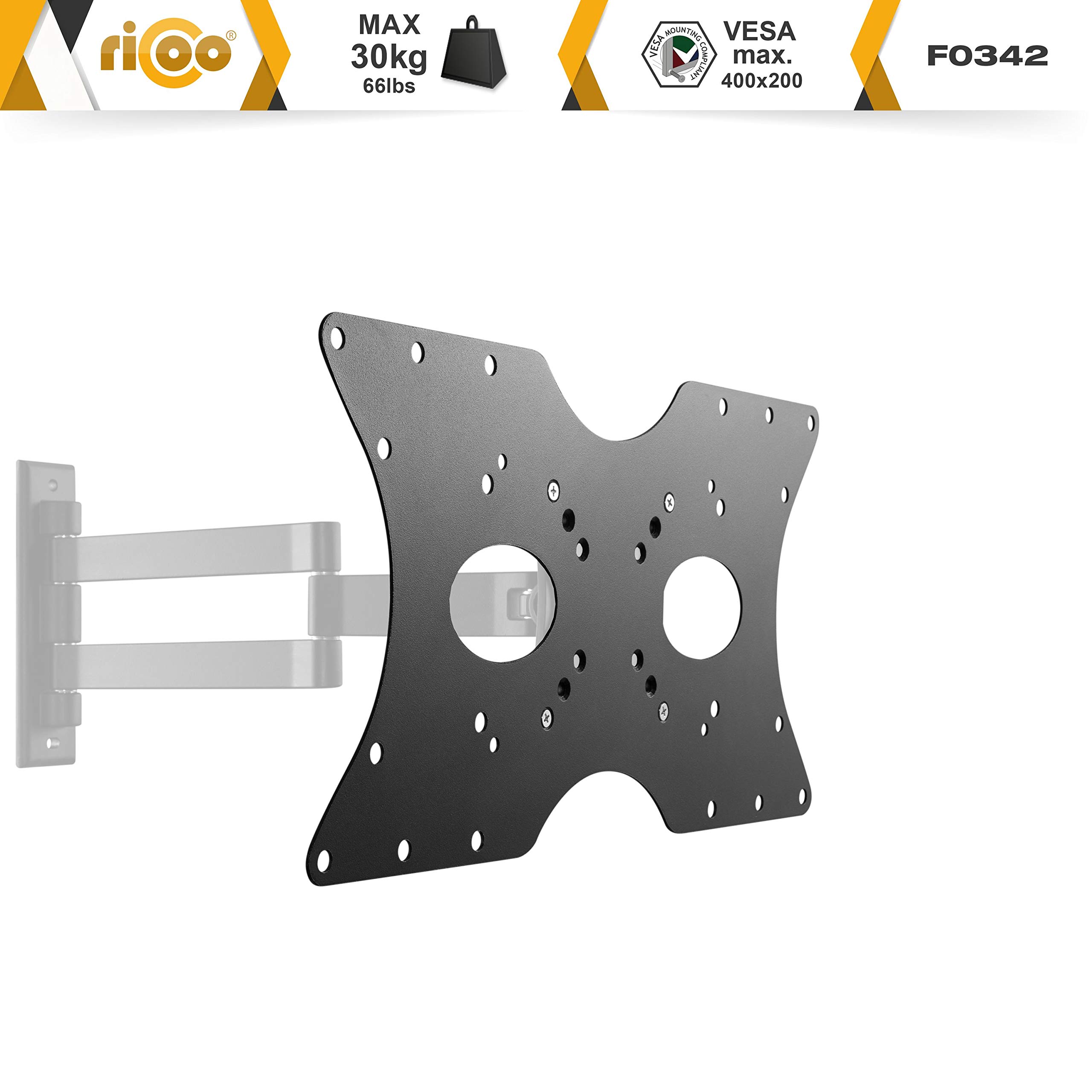 RICOO Adattatore VESA F0342 Per schermo TV o monitor PC da 32-55 pollici (ca. 81-140 cm) Piastra da allargamento sino a VESA 400 x 200 per