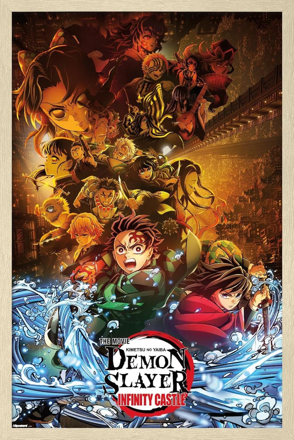 Demon Slayer: Infinity Castle (2025) - Group Key Art Wall Poster, 34L" x 22.4W", Black Framed Version