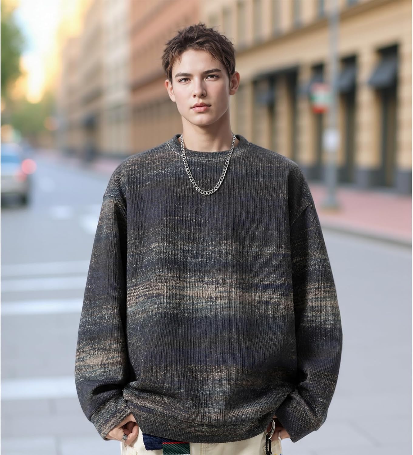 GURUNVANI Men's Gradient Tie Dye Sweatshirt Vintage Loose Fit Crewneck Casual Pullover - Image 2