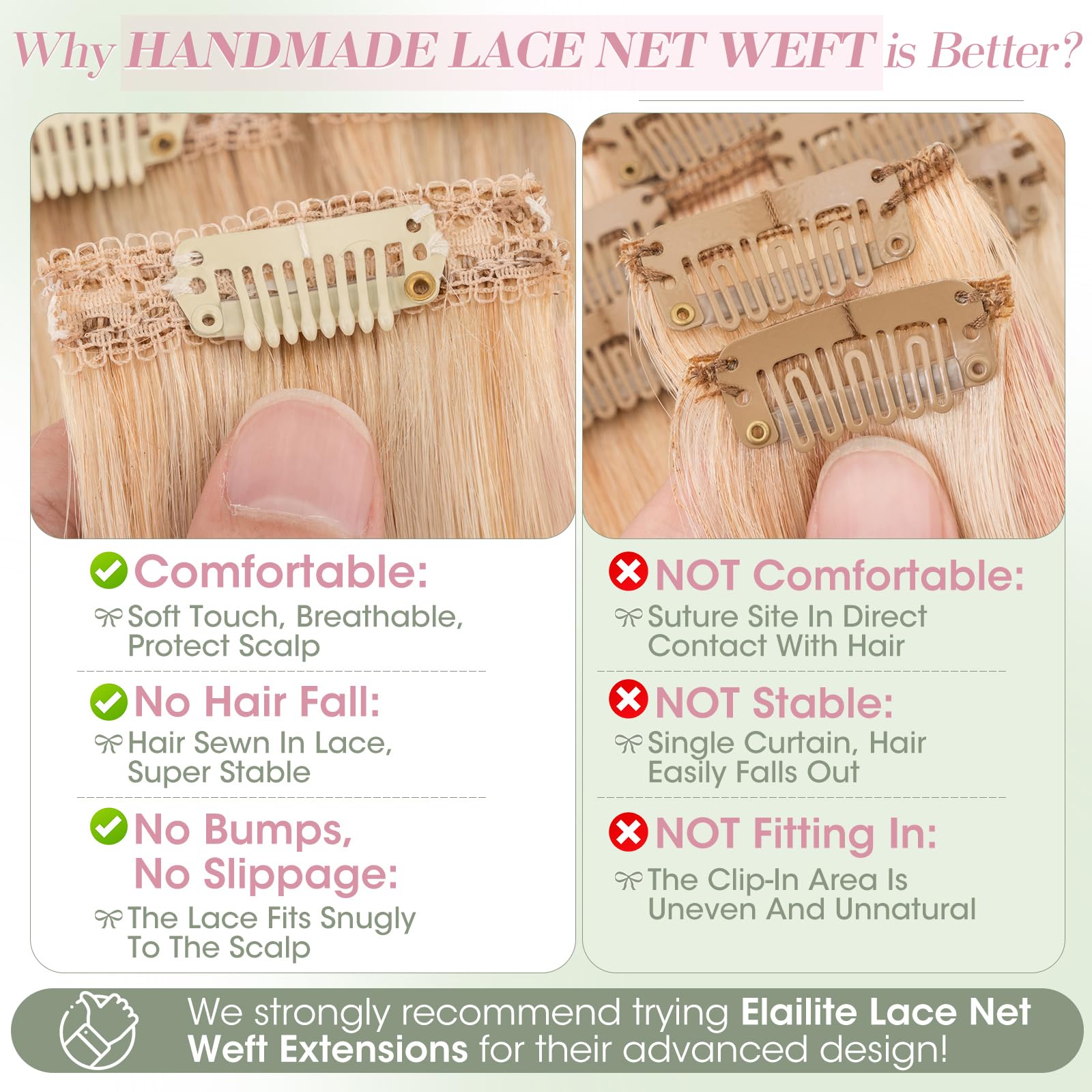 Elailite Echthaar Extensions Clip Balayage Silk Lace in Tressen 6Stücke Clip in Haarverlängerung Unsichtbar 40g 40cm für Volumen/Meches #18P613