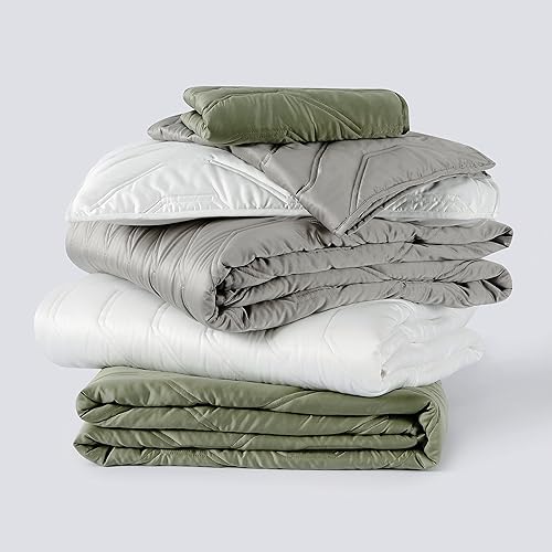 Miniatura 9 de DOWN HOME Juego de edredón de 3 piezas de satén sedoso y ligero, patrón de acolchado clásico moderno para todas las estaciones, súper suave y