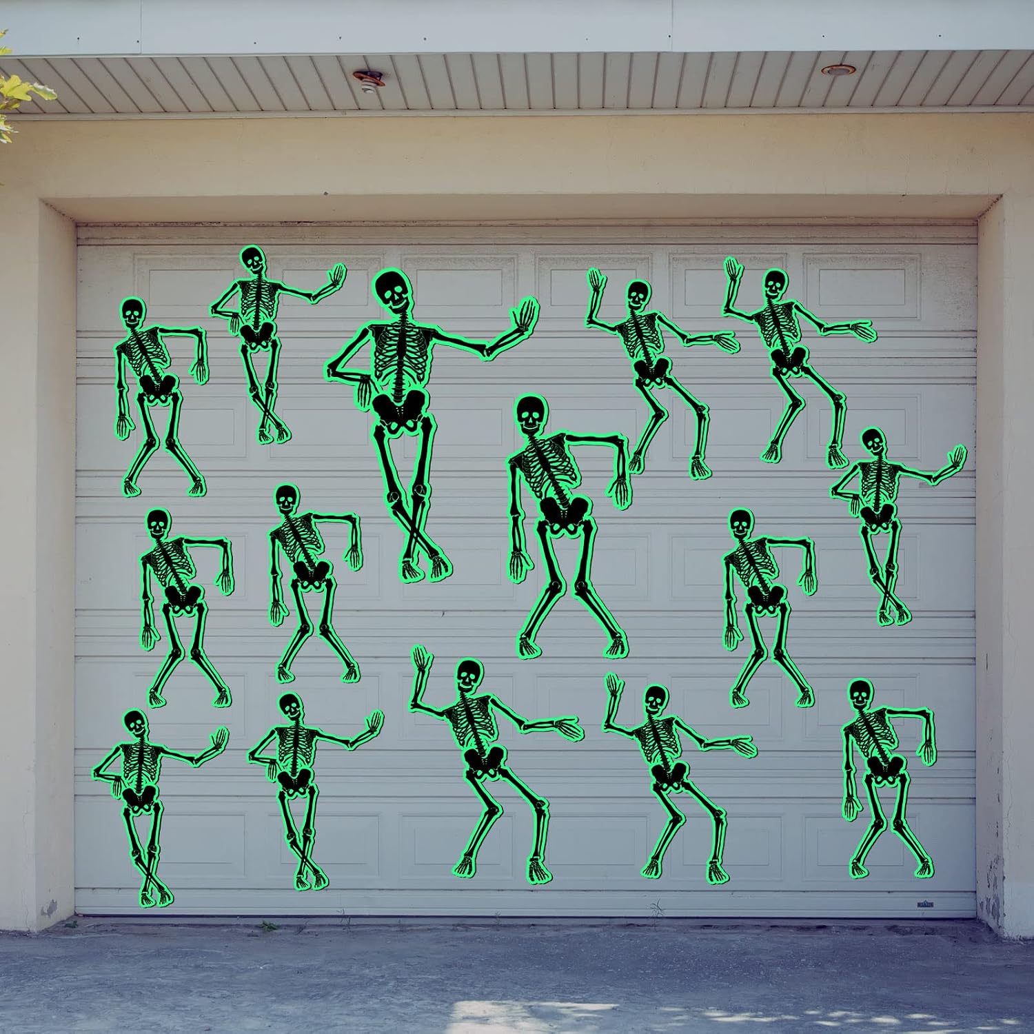 16 Piece Large Magnets Bats Skeletons Halloween Garage Door Decorations 4 Sizes 3D Glow in The Dark Halloween Bat Stickers Door Magnets for Indoor Outdoor Garage Party Refrigerator Car(Skeletons)
