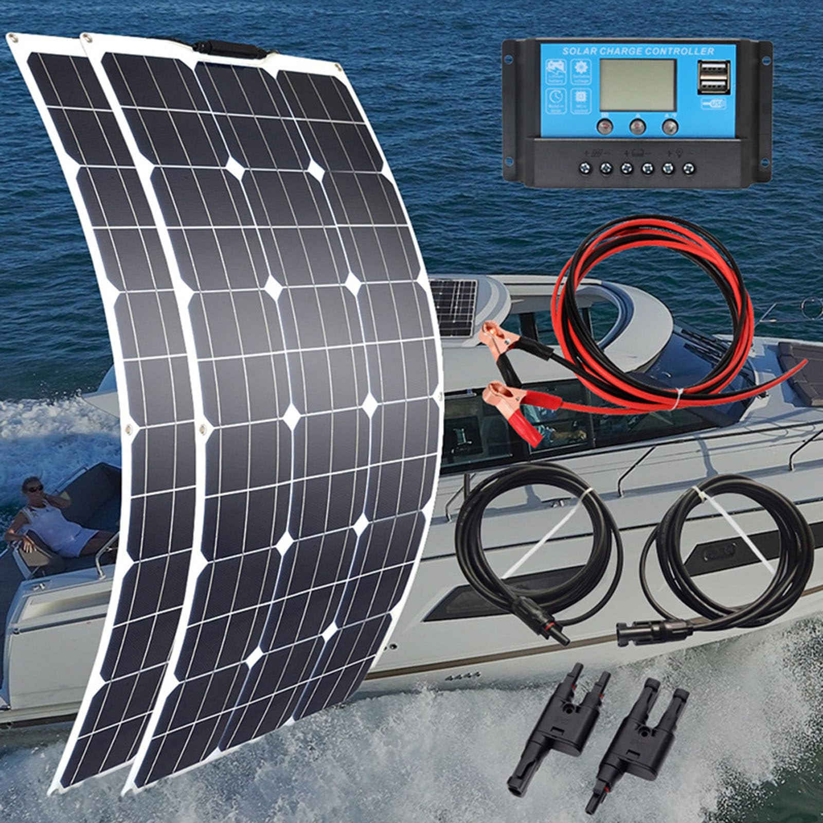 Solarny panel fotowoltaiczny, 100 W, monokrystaliczny, 18 V, do przyczepy kempingowej, łodzi, kempingu, przyczepy, energooszczędne, półelastyczne rozwiązanie solarne (bez wariantów kolorystycznych