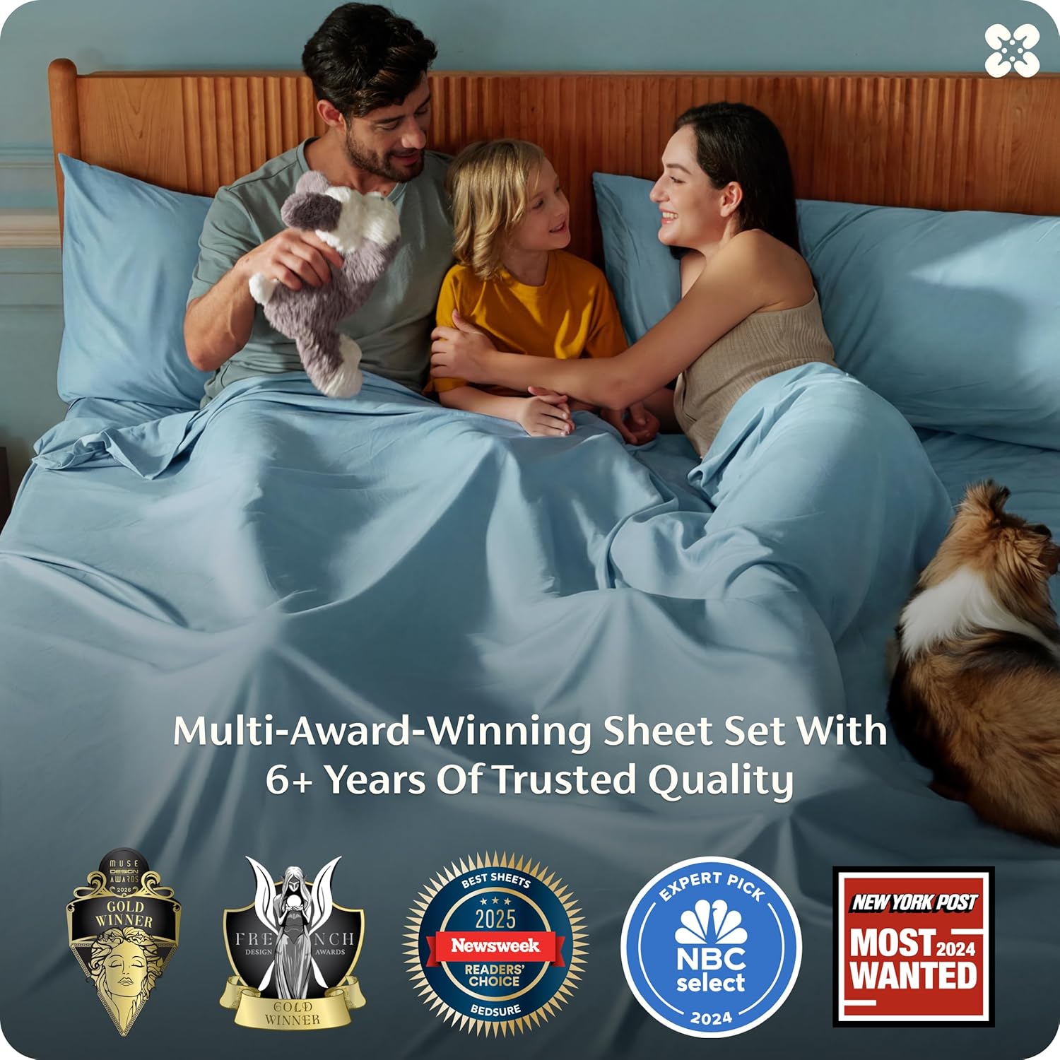 Bedsure Queen Sheet Set, Rayon Derived from Bamboo, Cooling Sheets, PureWoven, Breathable & Soft, Deep Pocket Up to 16 Inches, Hotel Luxury Silky Bedding for Hot Sleepers, Aqua