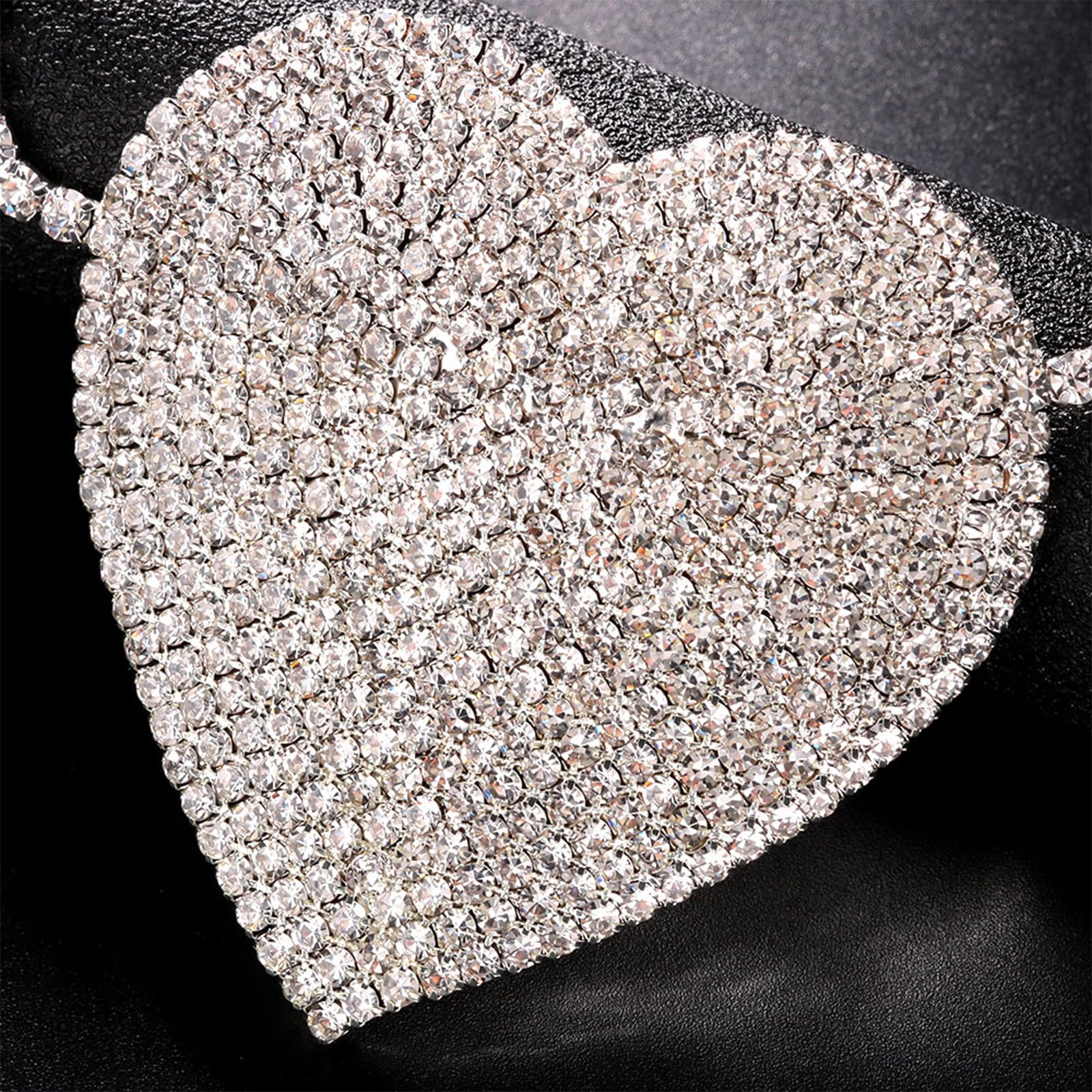 NICENEEDED Rhinestone Punk Eye Patch Mask, Heart-Shaped Gothic Eyepatch Mask Crystal Masquerade Eye Mask for Cosplay Costume Halloween - Image 3