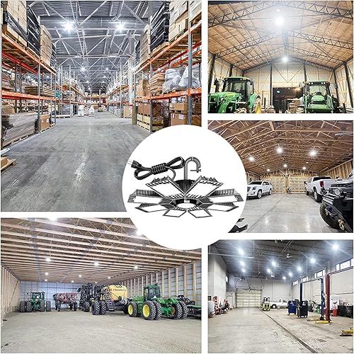 Miniatura 7 de Fucoda Luz LED de alta bahía de 250 W, 35,000 lúmenes, luz industrial comercial para tienda, con cables de 5 pies, luces LED de alta bahía para
