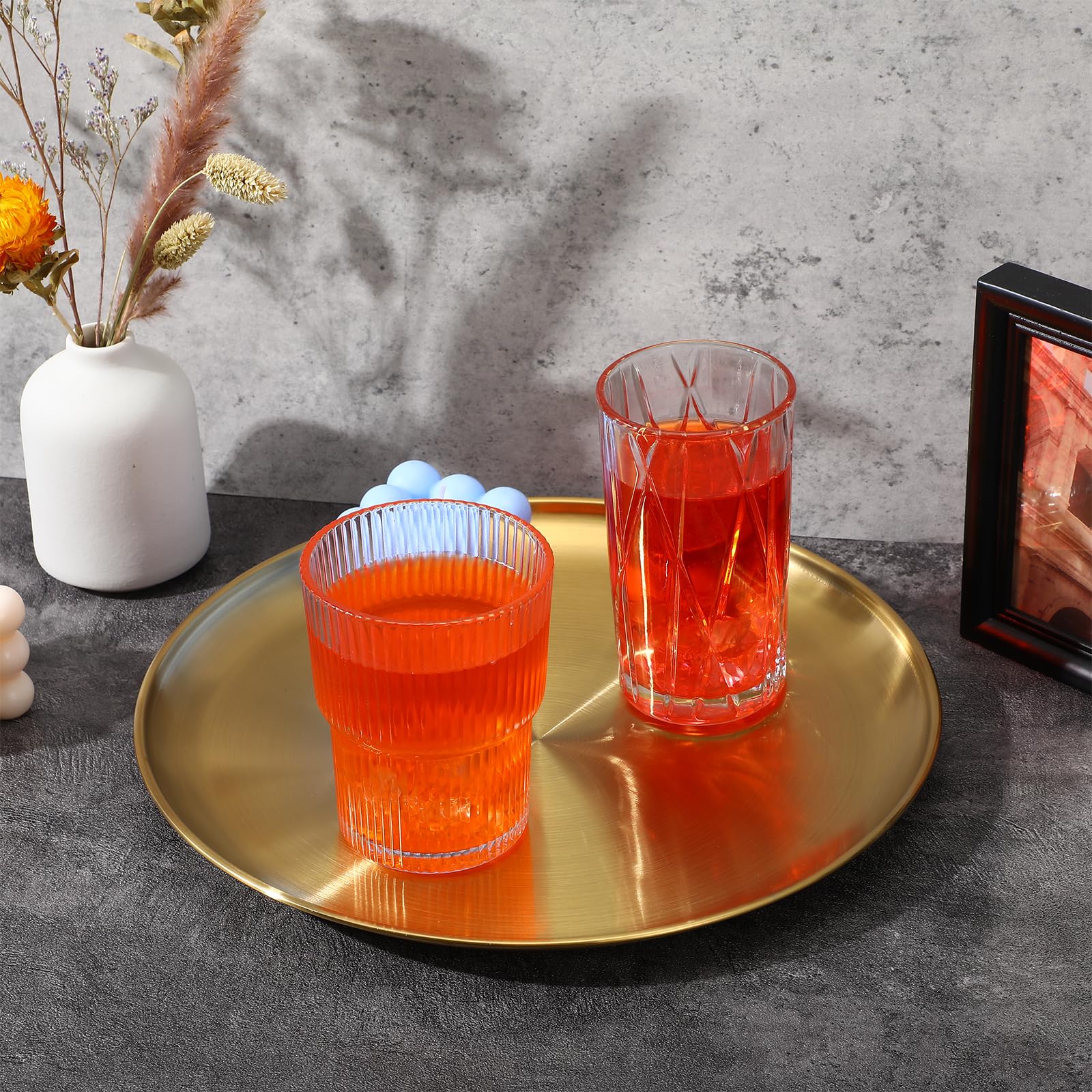 Molain 6 vassoi da portata dorati, 30,5 cm, in acciaio inox, rotondi, decorativi, per caffè, bar, casa, bagno, candele, matrimoni, feste, trucchi, profumi, controsoffitto