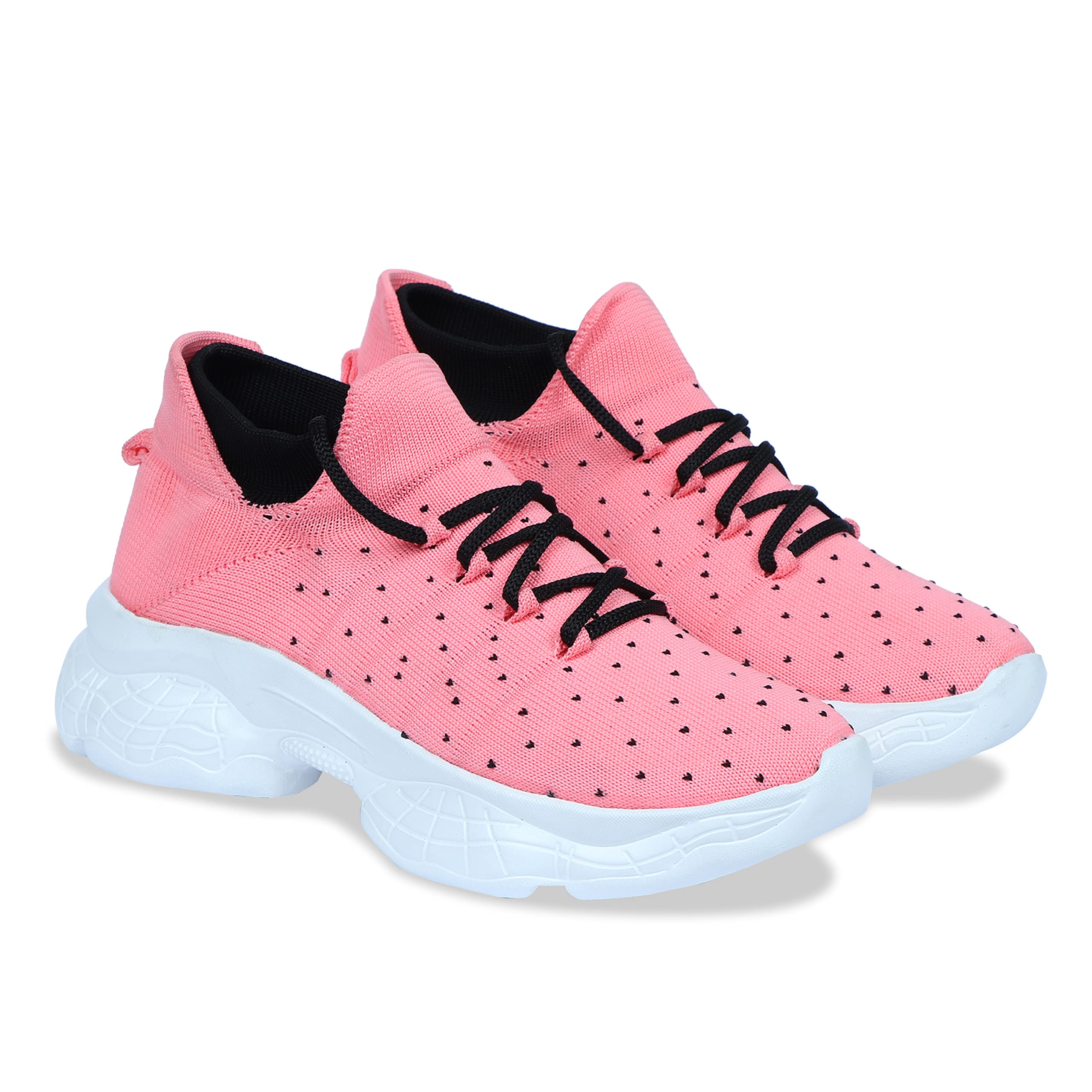 EVOLTAR Breathable Knitted mesh Polka dots Walking Running Casual Flatform Socks Style Sports Shoes for Women. Pink (B0C3JSQJKS) Amazon Price History, Amazon Price Tracker