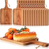 Tanlade 16-Pack Acacia Wood Cutting Boards with Handles - 12x6 Inch Chopping Boards, Charcuterie Platters & Serving Trays for Kitchen Parties