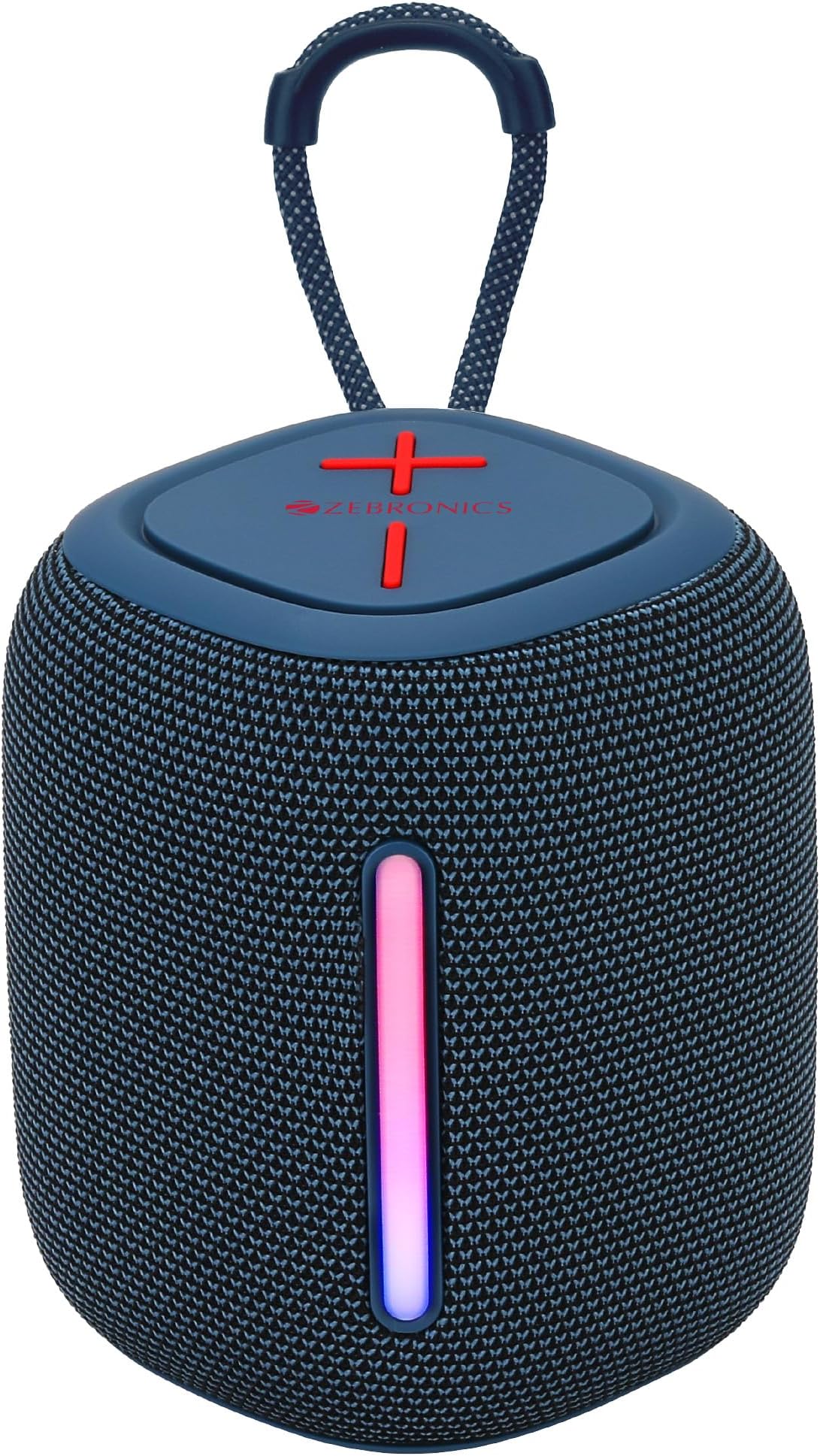 ZEBRONICS Sonic POD 22, Portable Bluetooth Speaker, 8 Watts, Upto 15 Hours Playback, Passive Radiator, BTv5.3 | TWS | USB | mSD, RGB LED, Call Function, Carry Loop (Blue)