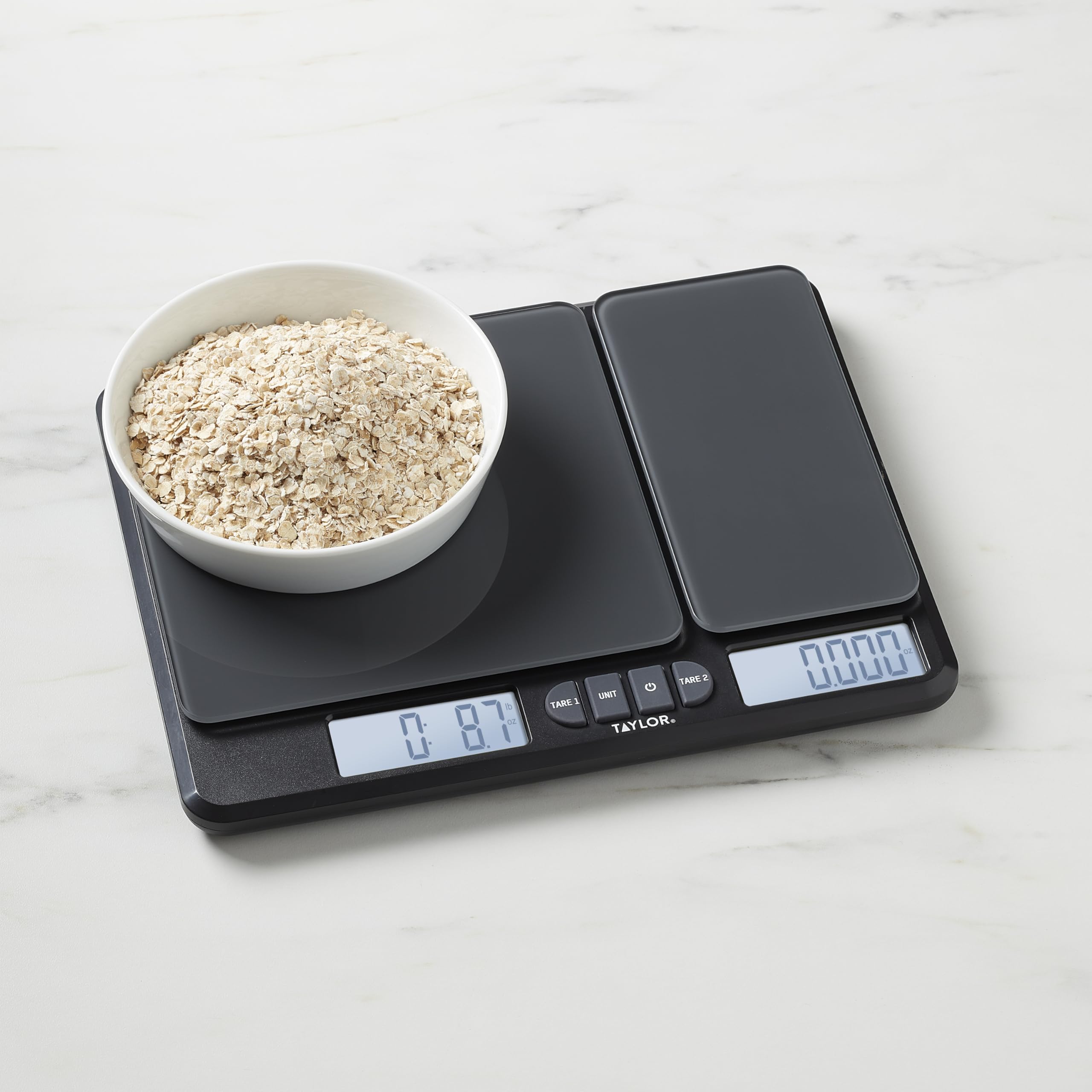 Taylor Báscula de cocina de doble plataforma para alimentos, gramos y onzas digitales para pérdida de peso, hornear, cocinar, preparación de comidas, especias y café, pantalla retroiluminada,