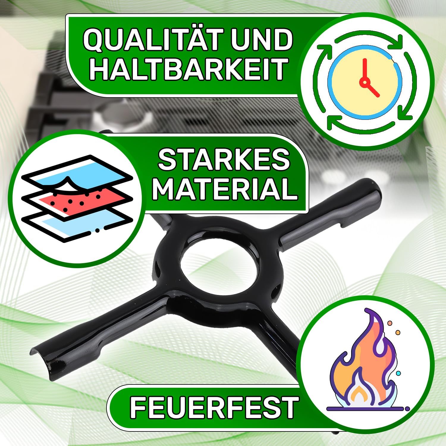 Riduttore Fornello A Gas 165 Mm - Per Caffettiere E Pentole Piccole, Smaltato Nero