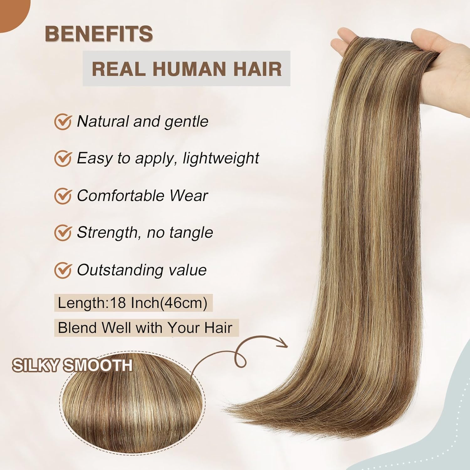 Clip in Hair Extensions Real Human Hair,18 Inch 120g 7pcs Remy Hair Extensions Clip ins for Women,Natural Human Hair Clip in Extensions