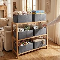 Vista 8 de 4 Pack Large Capacity Closet Storage bins, Foldable Storage Bins for Shelves, Large Fabric Closet Organizers with Handles for Clothing, Toys, Books