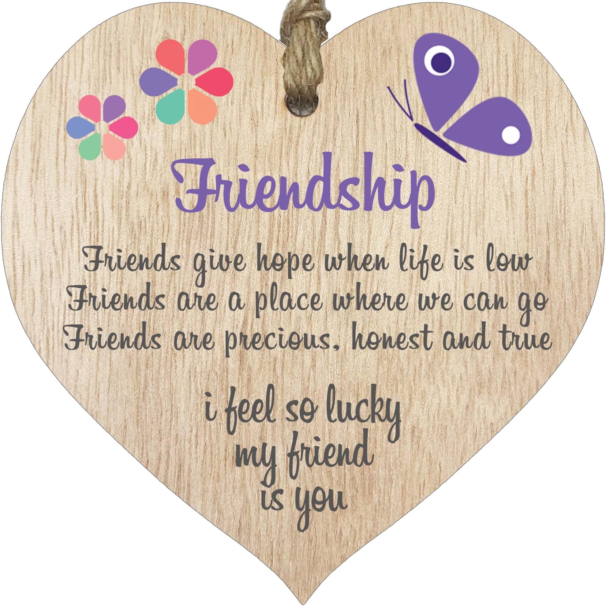 Friendship Sign Best Friend Plaque Gift Shabby Chic Heart & Thank You