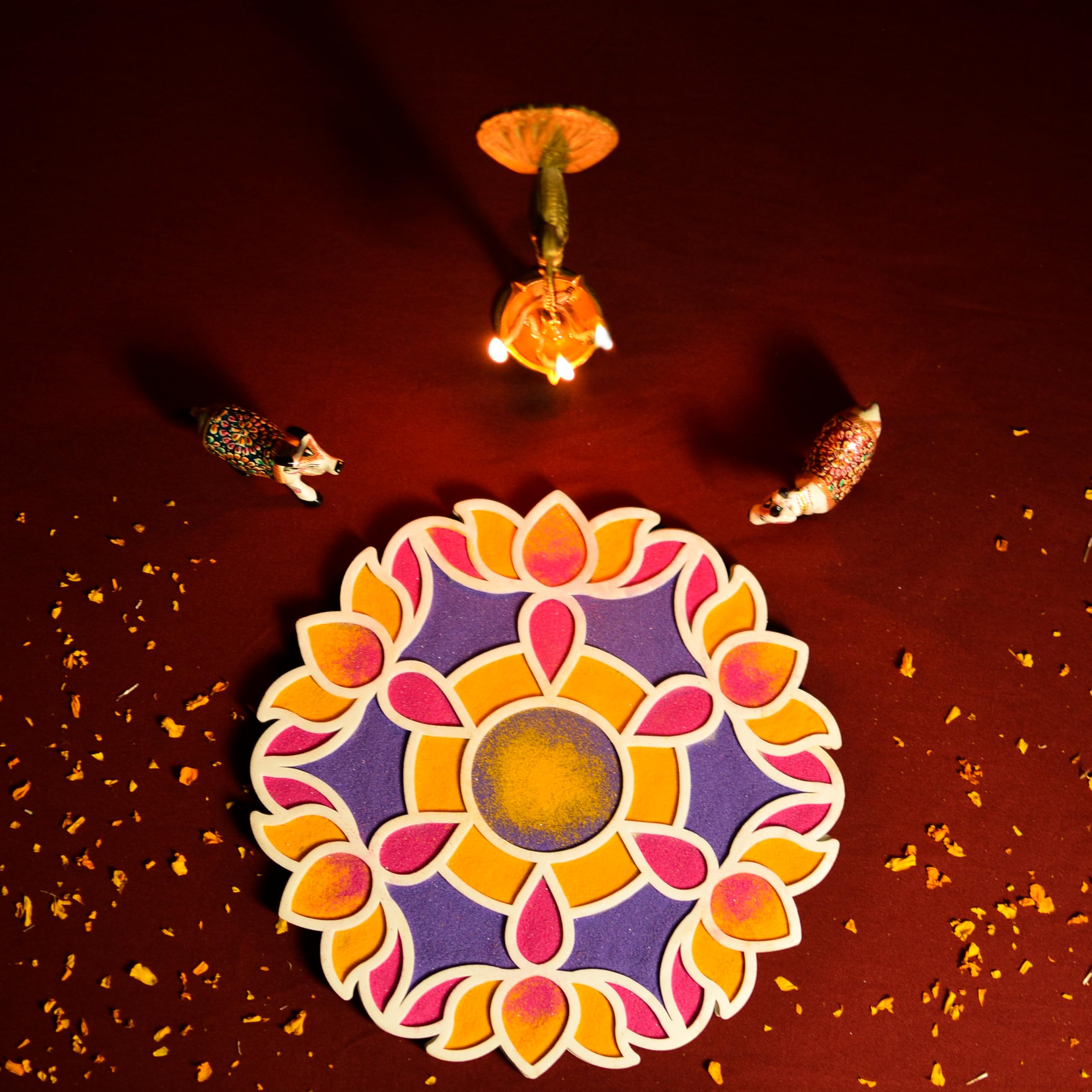 Island Rangoli 11'' Ananta Design Rangoli Template for Diwali décor | Festive décor Rangoli | Floor Art | Floating Rangoli | 3D Rangoli (11 inches) 2