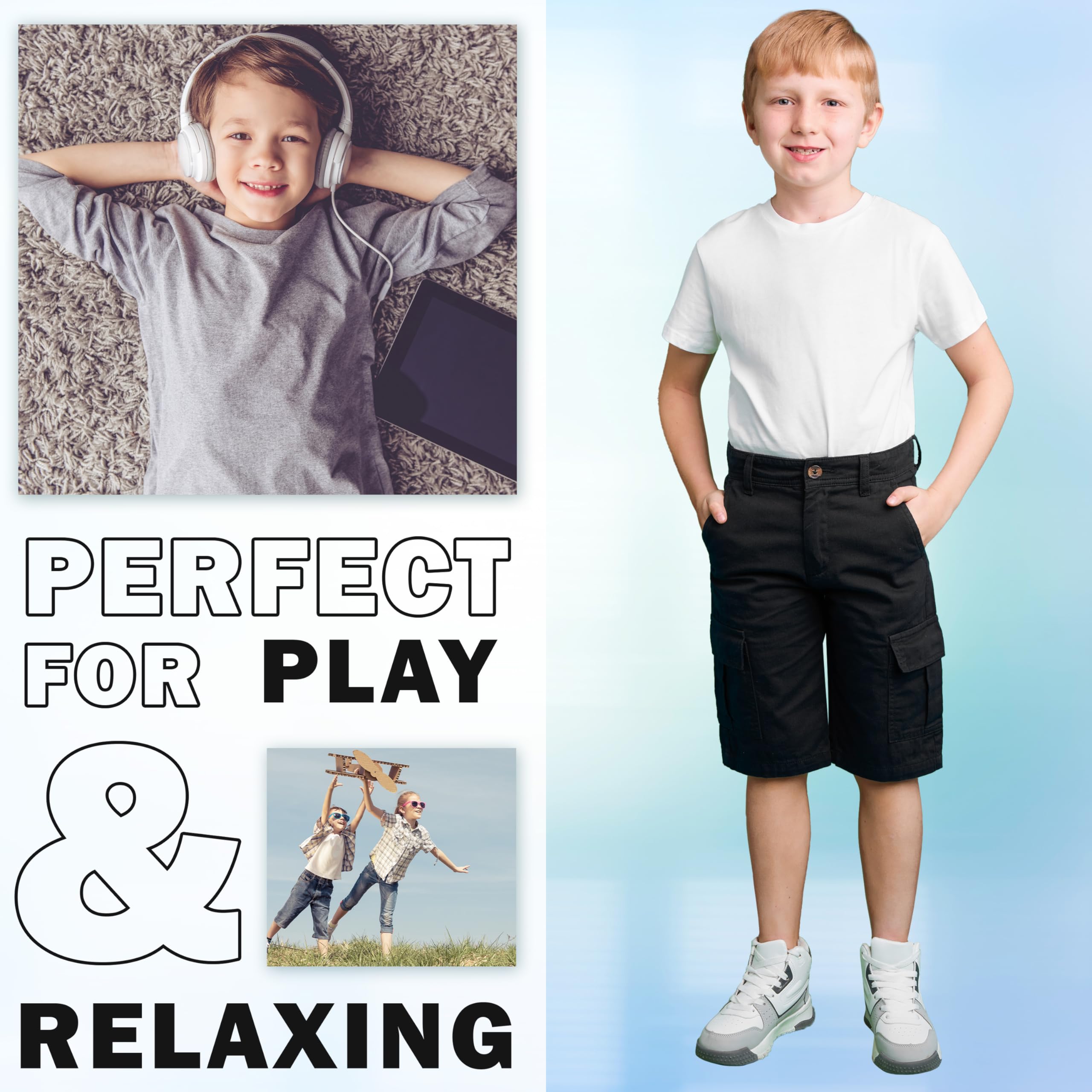 CityComfort Cargo Shorts Jungen, Kurze Cargohose Jungen mit Taschen & Elastischem Bund