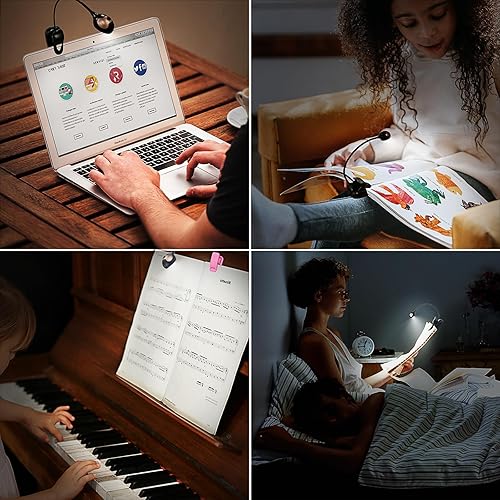 Miniatura 5 de Luz LED flexible para leer en la cama, funciona con pilas, lámpara de lectura de libros inalámbrica para leer libros en la cama (3 temperaturas de