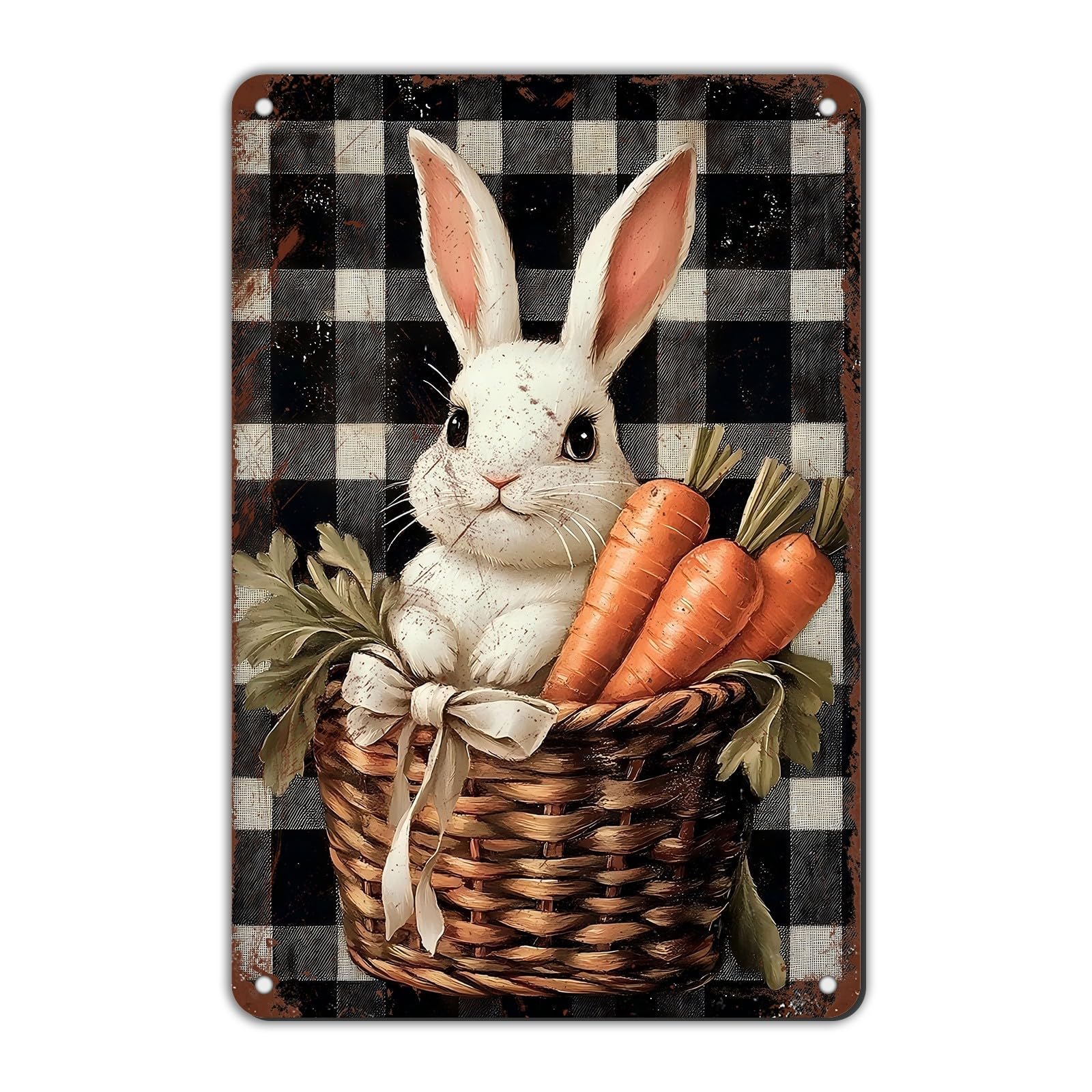 Anceky Easter Teacup Rabbit Tin Sign Vintage Metal Sign Wall Decor for Garage Home Yard Fence Office Bedroom 12×8 Inch