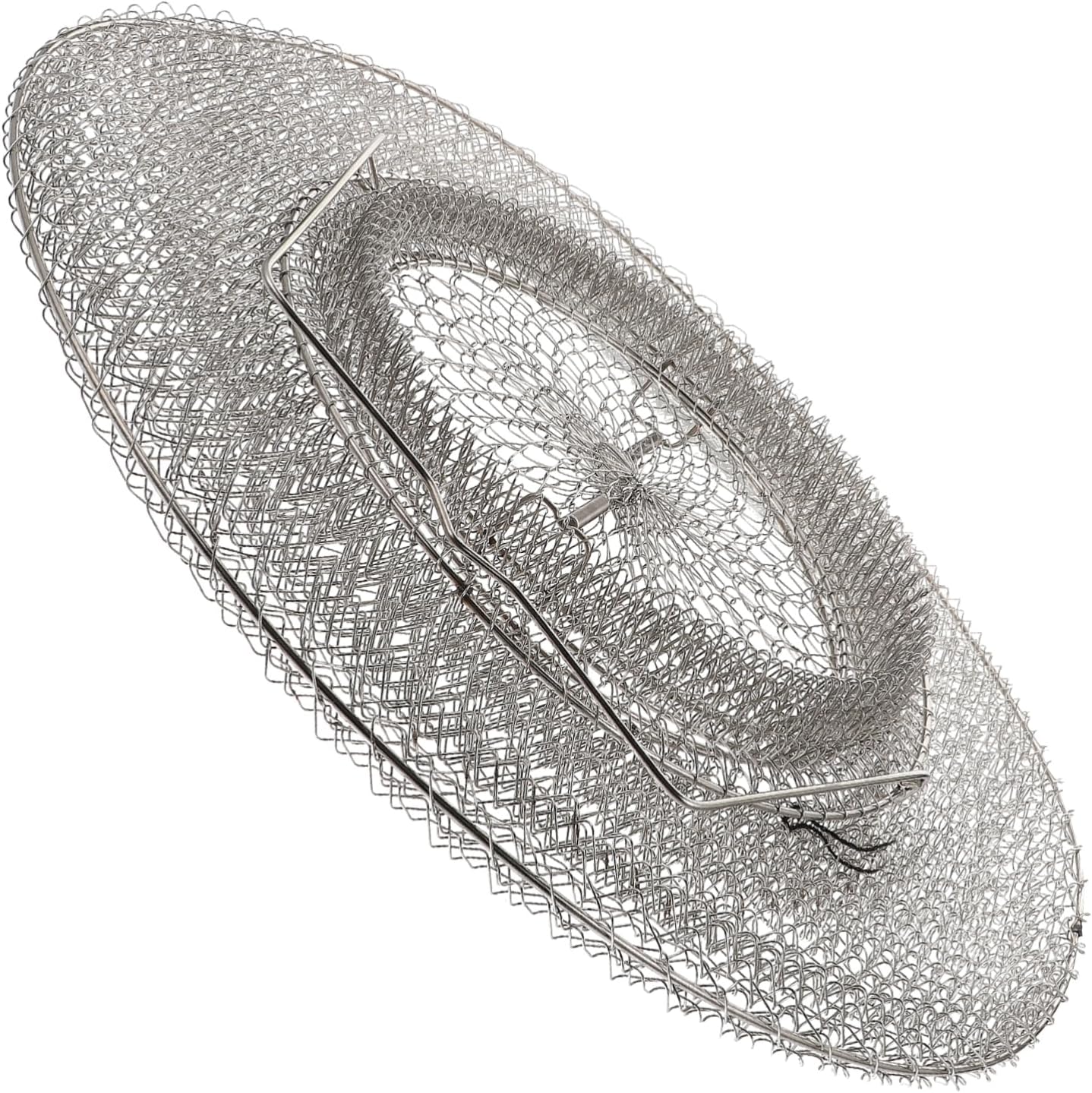 YARNOW Stainless Steel Fish Basket 28 Inch Folding Fishing Net Metal Fishing Cage for Crab Shrimp Sea River Boat Use