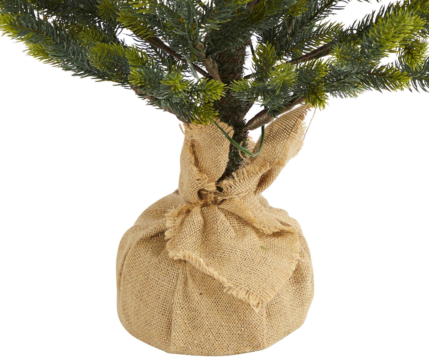 Nearly Natural 5ft. Fraser Fir Natural Look Artificial Christmas Tree with 200 Clear LED Lights, a Burlap Base and 853 Bendable Branches