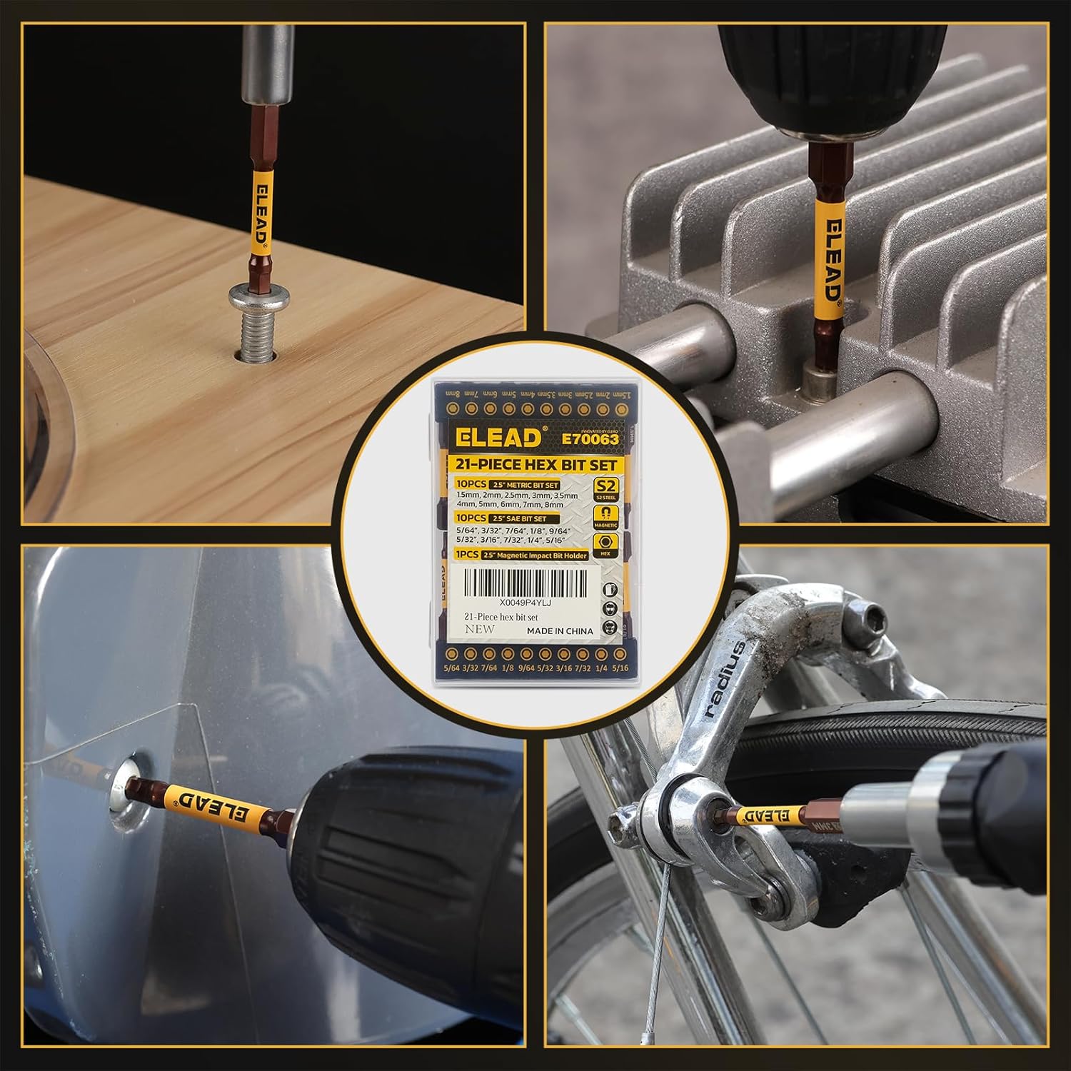 21-Piece 2.5" Allen-Wrench Hex Drill Bit Set, Durable Impact Allen Key Set, Long-Lasting Strong Magnetic Hex Screwdriver Bit Set, SAE & Metric Size, Mechanic Automotive Furniture DIY Home Repairs
