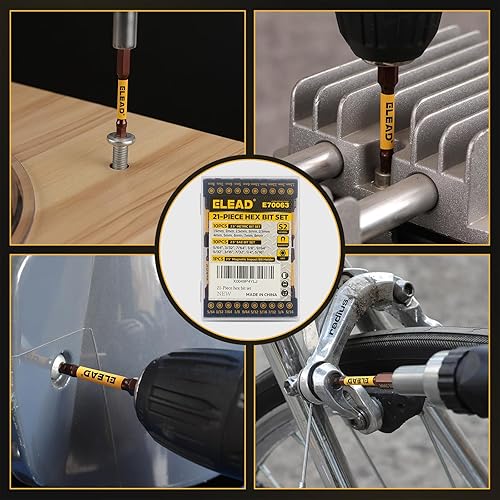Miniatura 7 de Juego de 21 piezas de 6.35 cm de brocas hexagonales Allen: juego de llaves Allen de impacto duradero, juego de brocas de destornillador hexagonal