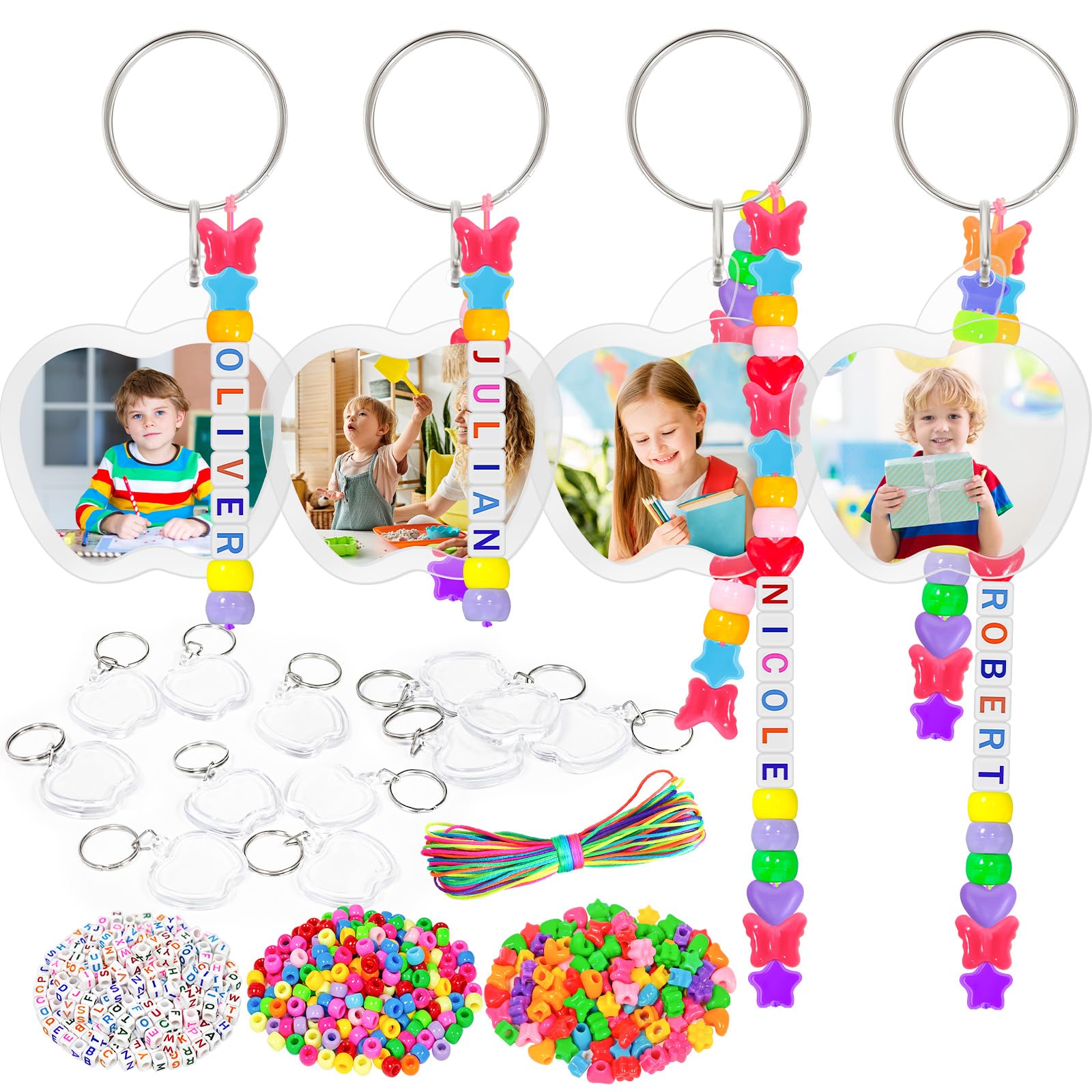 Cinrobiye 949 PCS Key Chain Making Kit DIY Back to School Beaded Keychain Kits Adjustable Letter Beads Strings for Keychains Gift Crafts Set for