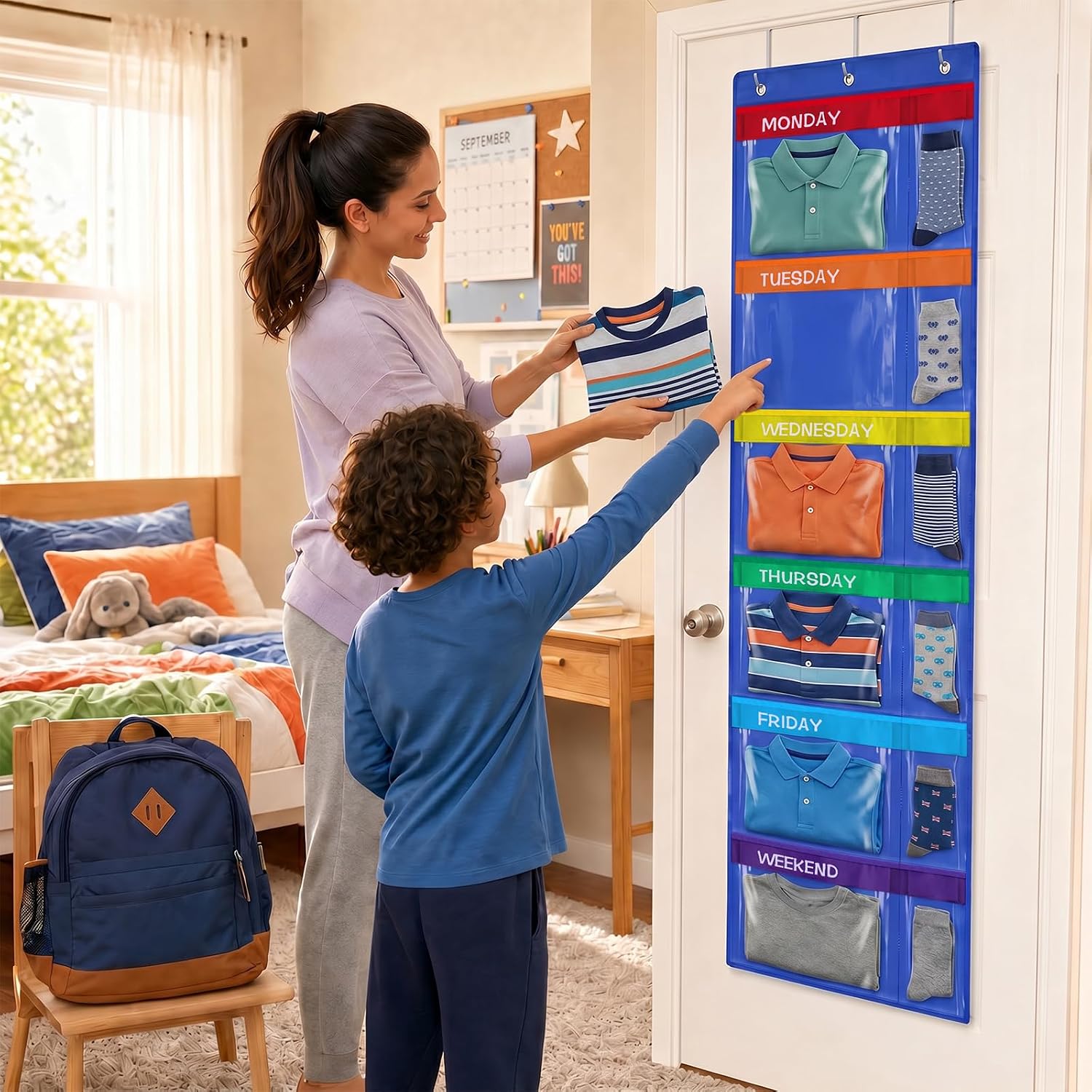 2 Pack Weekly Kids Clothes Organizer with 12 Pockets
