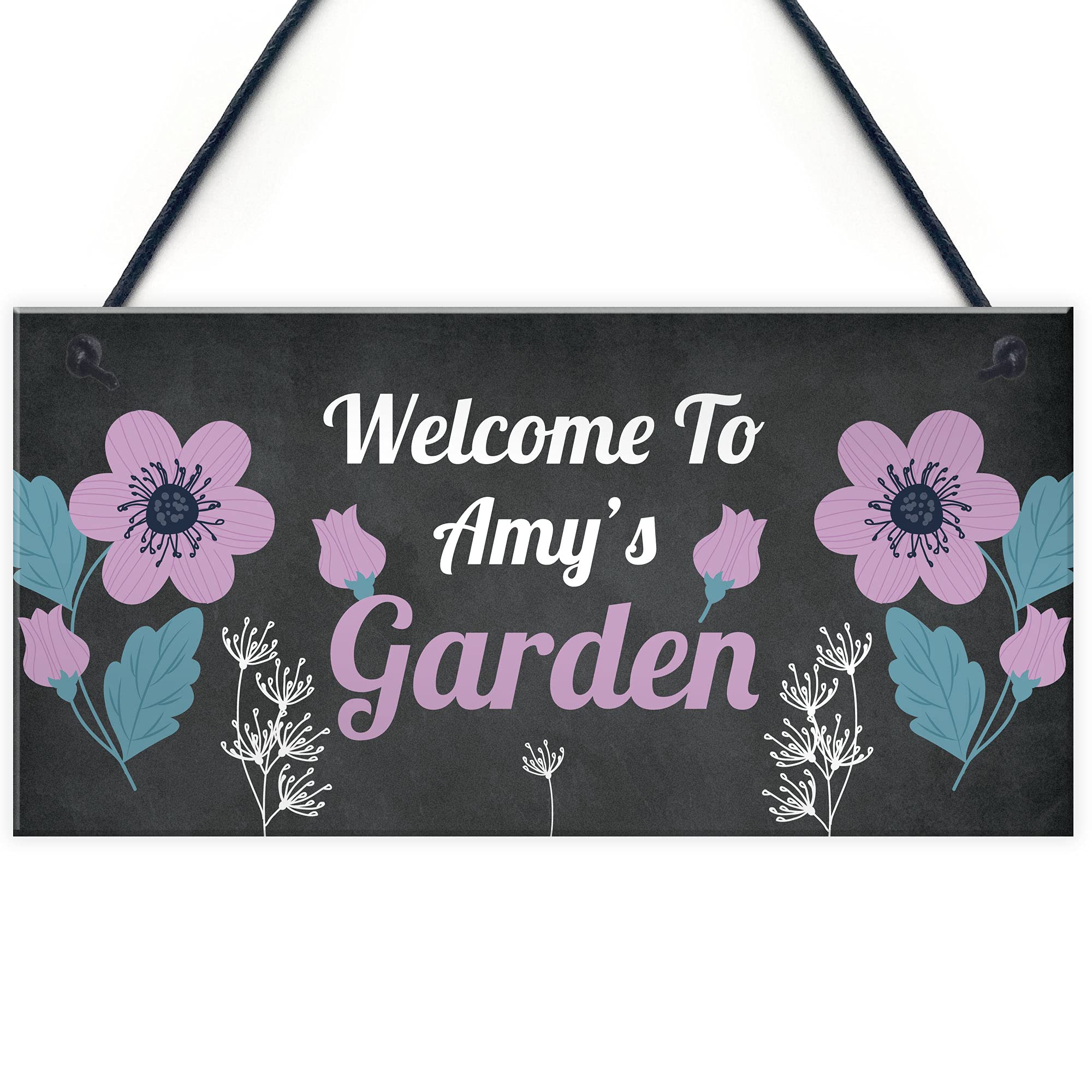 Welcome Garden Sign Personalised Hanging Summerhouse Plaque Mum Nan Gift