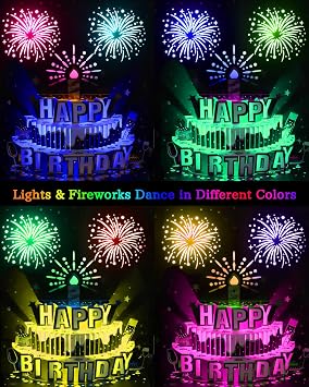 Musical Birthday Cards, Pop Up Birthday Cards for Men, Birthday Cards with LED Light & Music Blow The Candle, Singing Happy Birthday gifts Card for Husband - Women, Kids, Son, Her, Dad