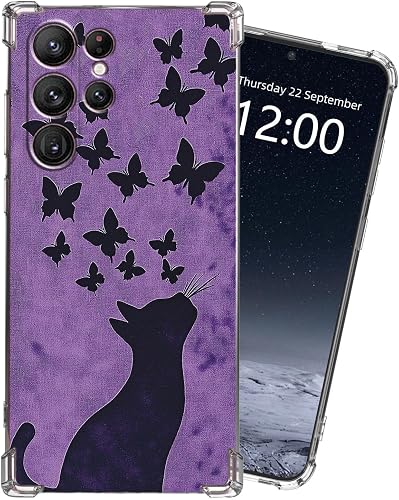 KUJKBFWJ for Samsung Galaxy S25 Ultra Clear Case with [Ghost Cat], Non-Yellowing