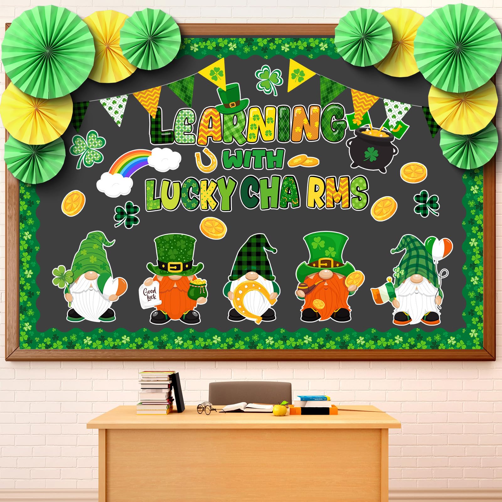 Eersida Valentines Day Bulletin Board Decorations with Paper Fans Spring Classroom Bulletin Board Set Colorful Heart Flower Cutout for Valentines