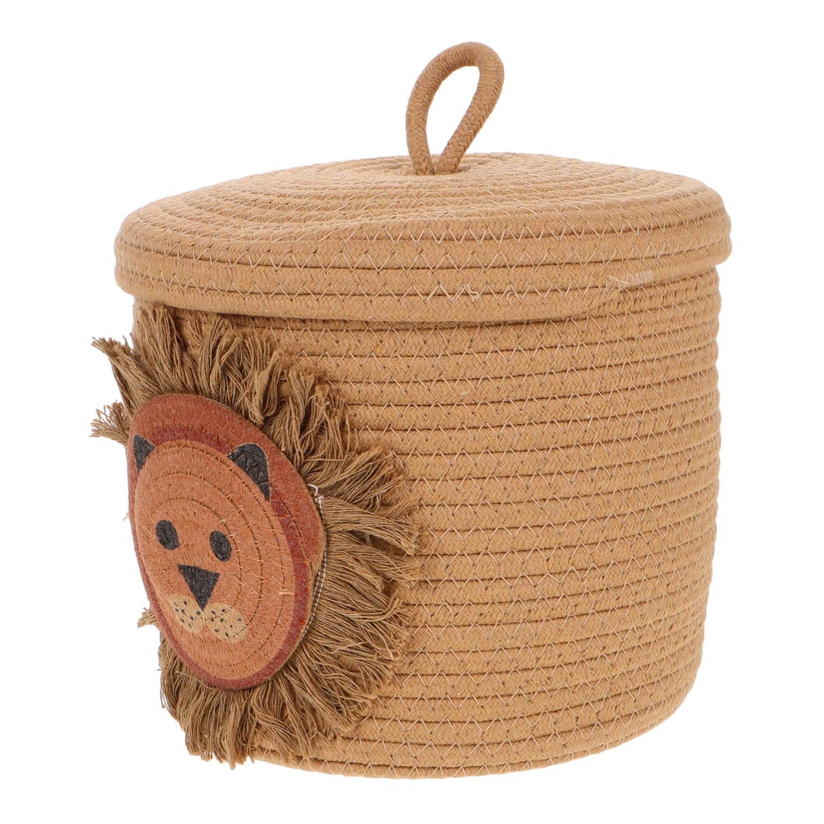 Panier rond en coton avec couvercle pour ranger les jouets de salon