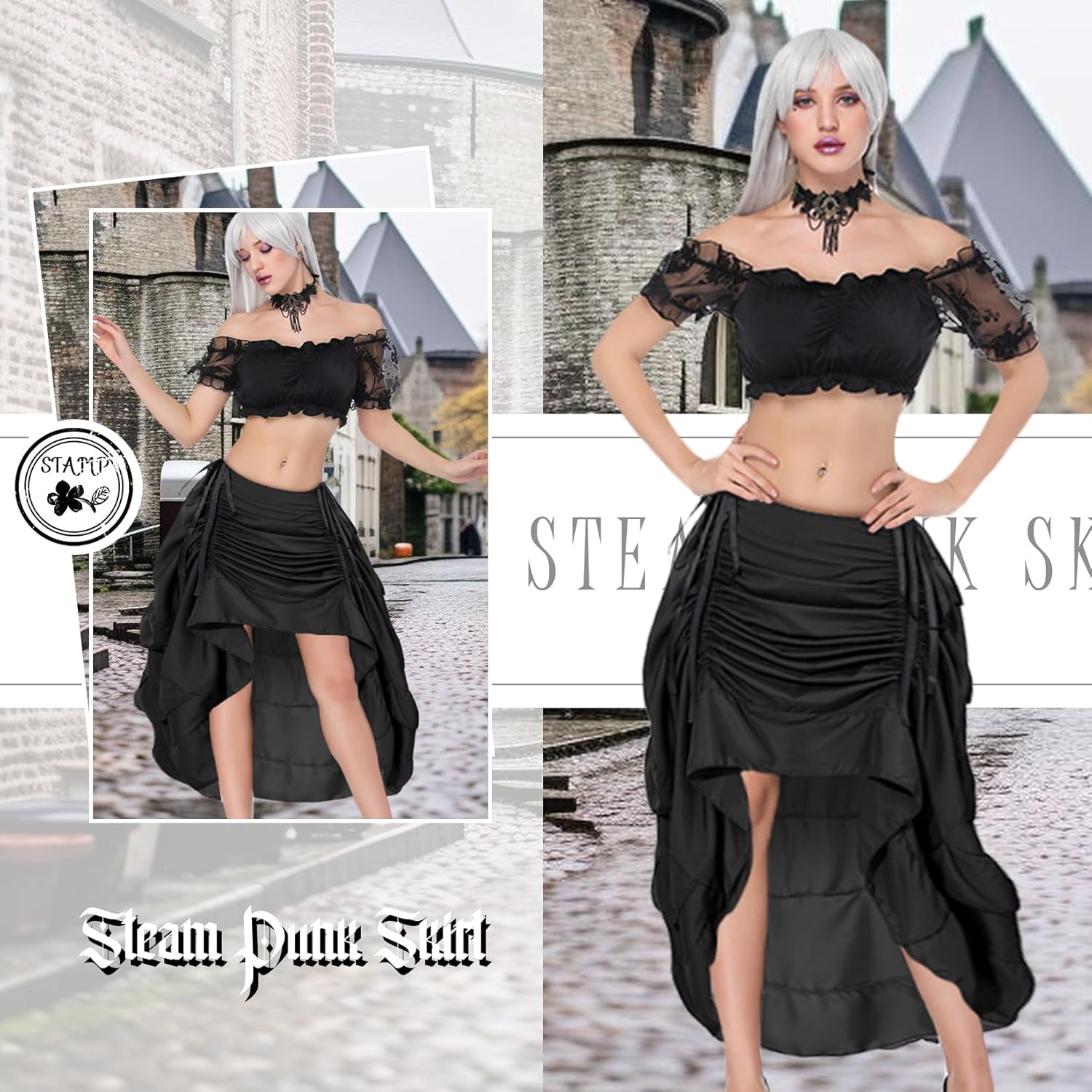 Century Star Womens Renaissance Skirts Pirate Costume Ren Faire Dress Victorian Steampunk Skirt Halloween Outfit for Women - Image 2