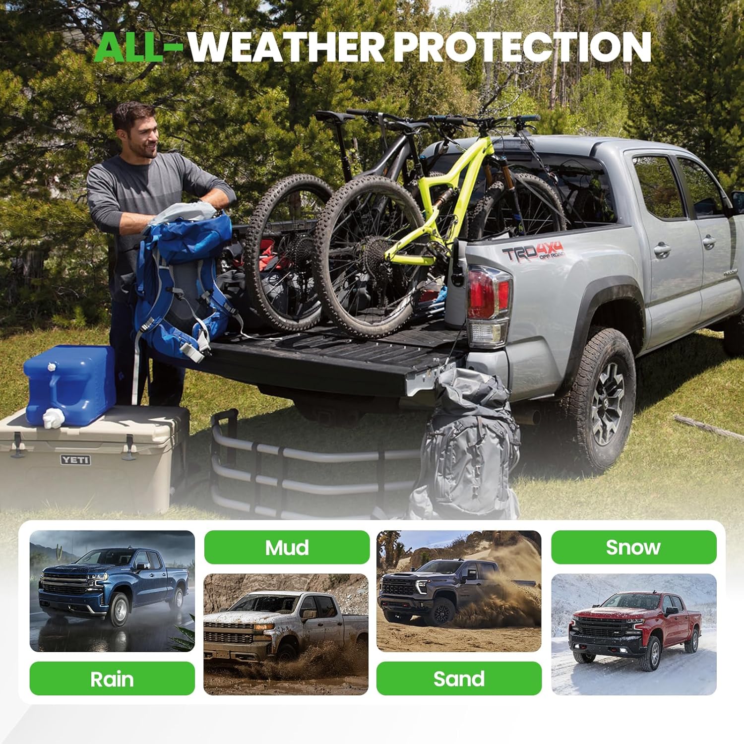 Truck Bed Mat for 2019-2025 2026 Chevy Silverado 1500 | GMC Sierra 1500 5.8FT (Not Fit EV), All Weather Bed Liner for Silverado Accessories, Heavy Duty TPE Trunk Mat (Not Fit CarbonPro Bed)