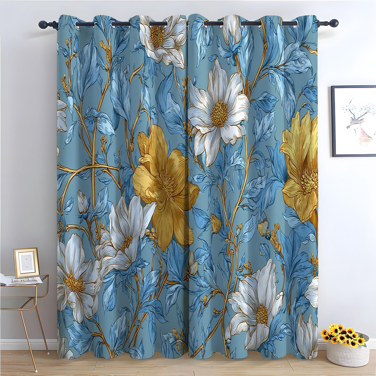 Rideaux opaques thermiques vintage salon rideau occultant chambre fleur