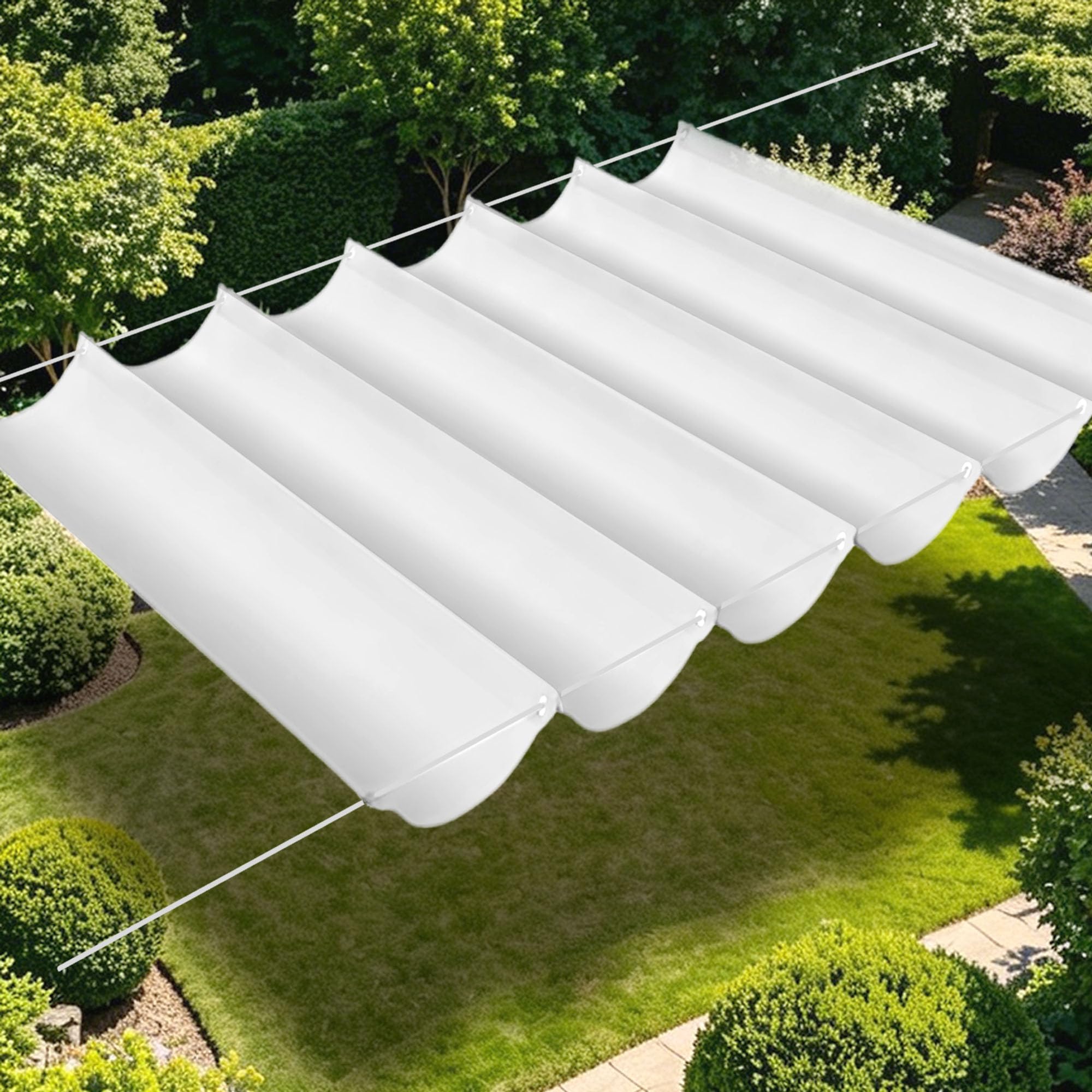 Toile d'ombrage haut de gamme 150x540 cm imperméable blanche extérieure