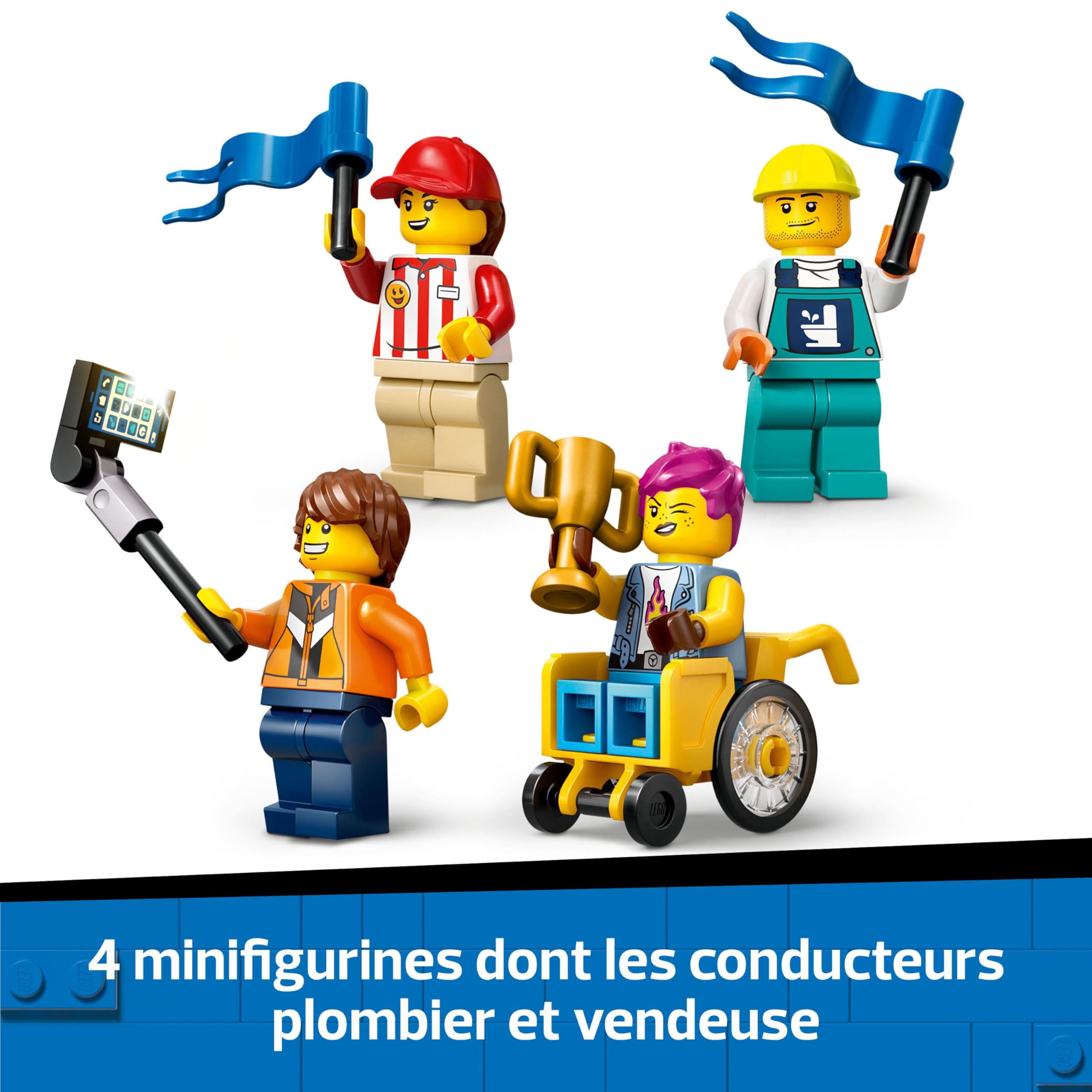 LEGO City Zéro Limite : Rampe pour bolides de Course - Jeu de Construction avec Voitures caisses à Savon pour garçons et Filles dès 6 Ans - 4 Personnages Dont Un Plombier - Idée Cadeau Amusante 60460