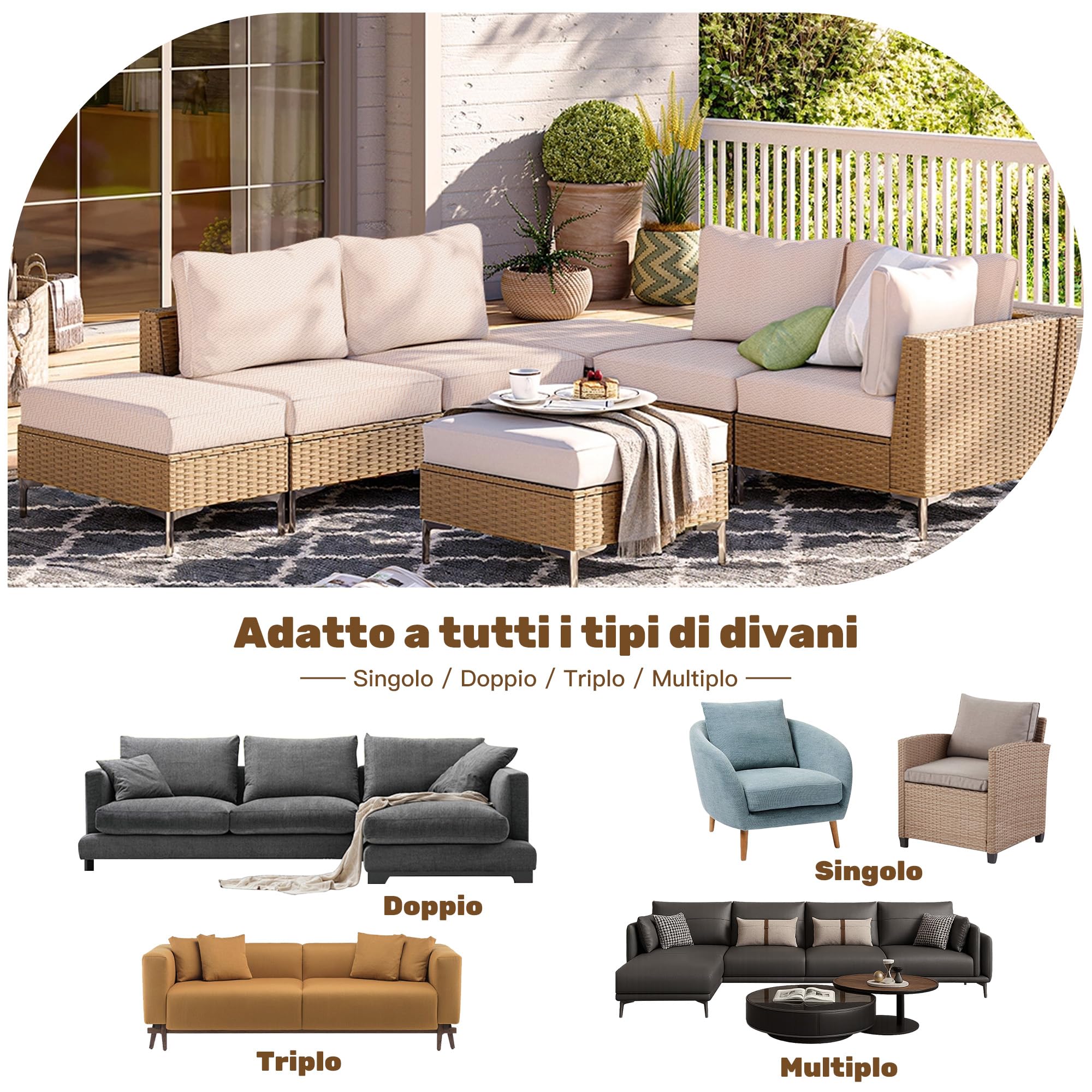 Fodere per cuscini da terrazzo | Coperture elastiche per divani esterni | Protettive per mobili, lavabili e riutilizzabili