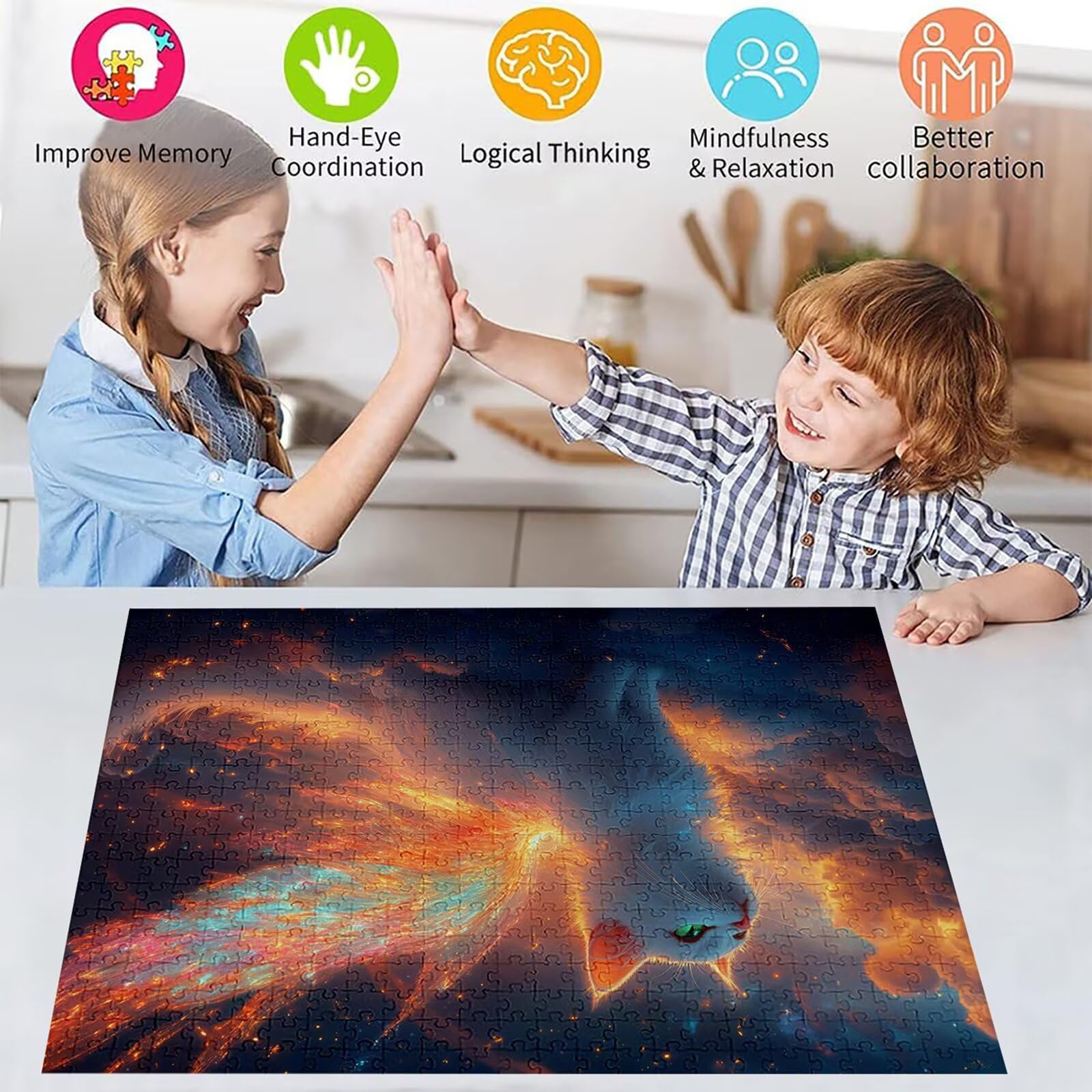 Puzzle 4000 elementów kot puzzle dla dorosłych zwierzę 141 x 87 cm unikalne rzemiosło klasyczne 3D drewniana układanka do rodzinnych gier biznesowych, układanka do samodzielnego wykonania nawet do