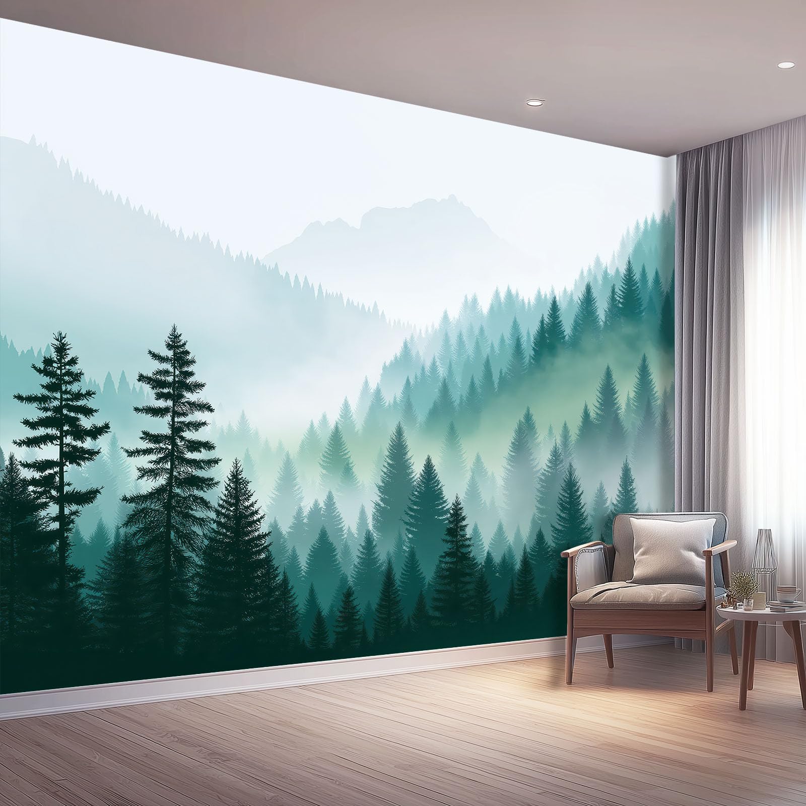 Mgła Góra Las Roślina Tapeta na flizelinie 350 x 256 cm