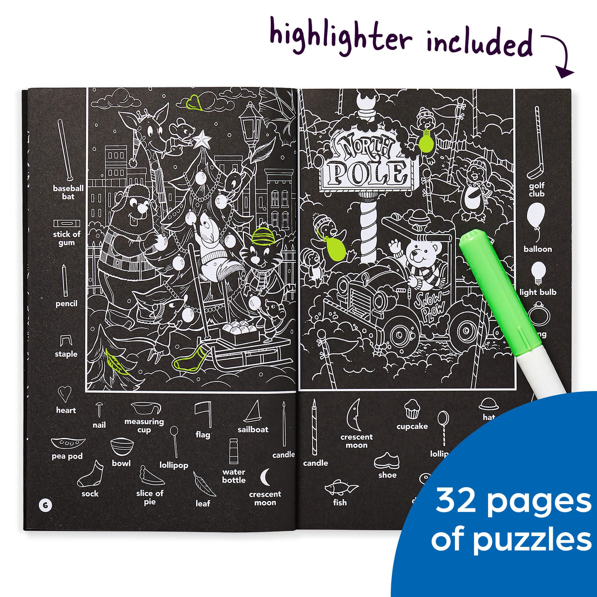 Christmas Hidden Pictures Puzzles to Highlight: Color winter puzzles! Over 300+ objects!