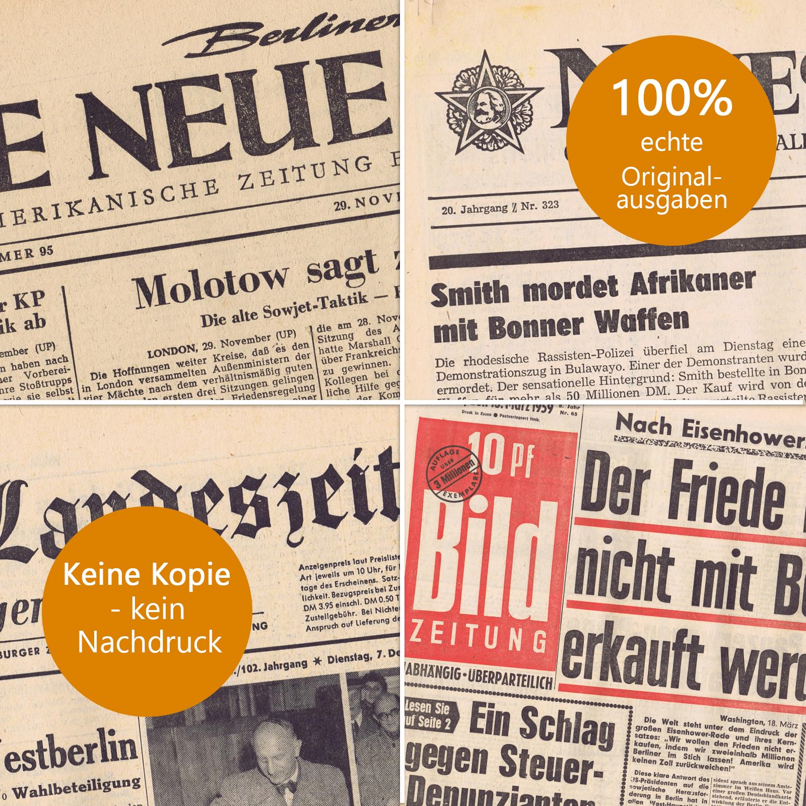 Historische Zeitung vom Tag der Geburt 1947-2020 mit Echtheitszertifikat