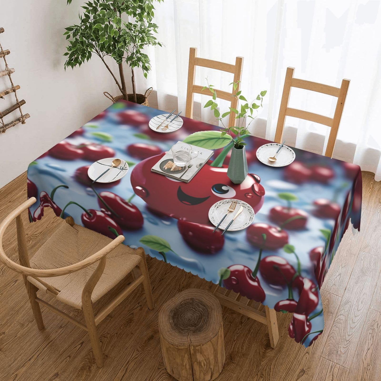 Nappe rectangulaire cerises pour repas en extérieur et dîners sur la terrasse