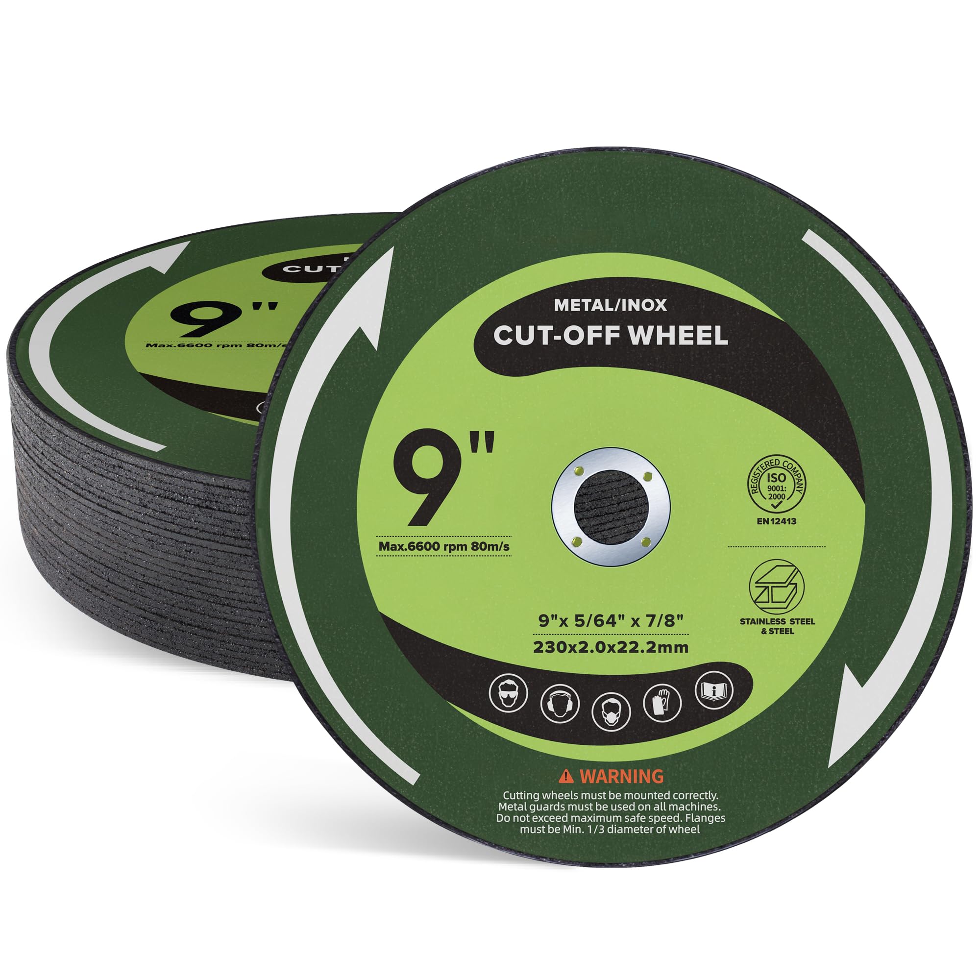 25 PCS Cut Off Wheels 9 Inch Cutting Discs 9" x .075" x 7/8" Metal & Stainless Steel Aggressive Cutting Wheel for Angle Grinder